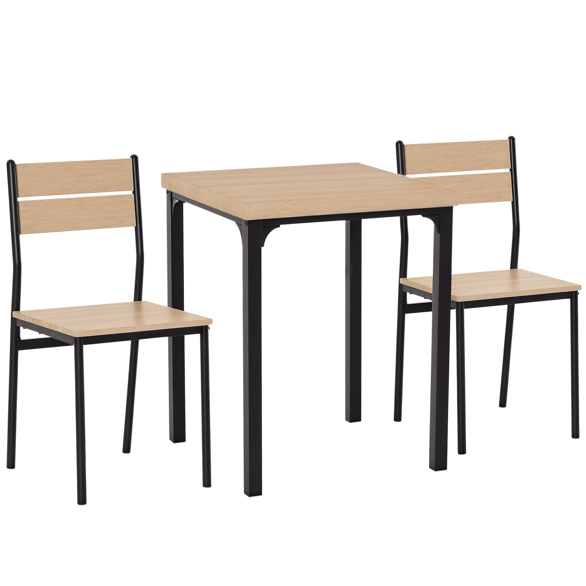 HOMCOM Ensemble table et chaise Table avec 2 chaises style industriel acier noir MDF coloris bois de chêne Aosom France