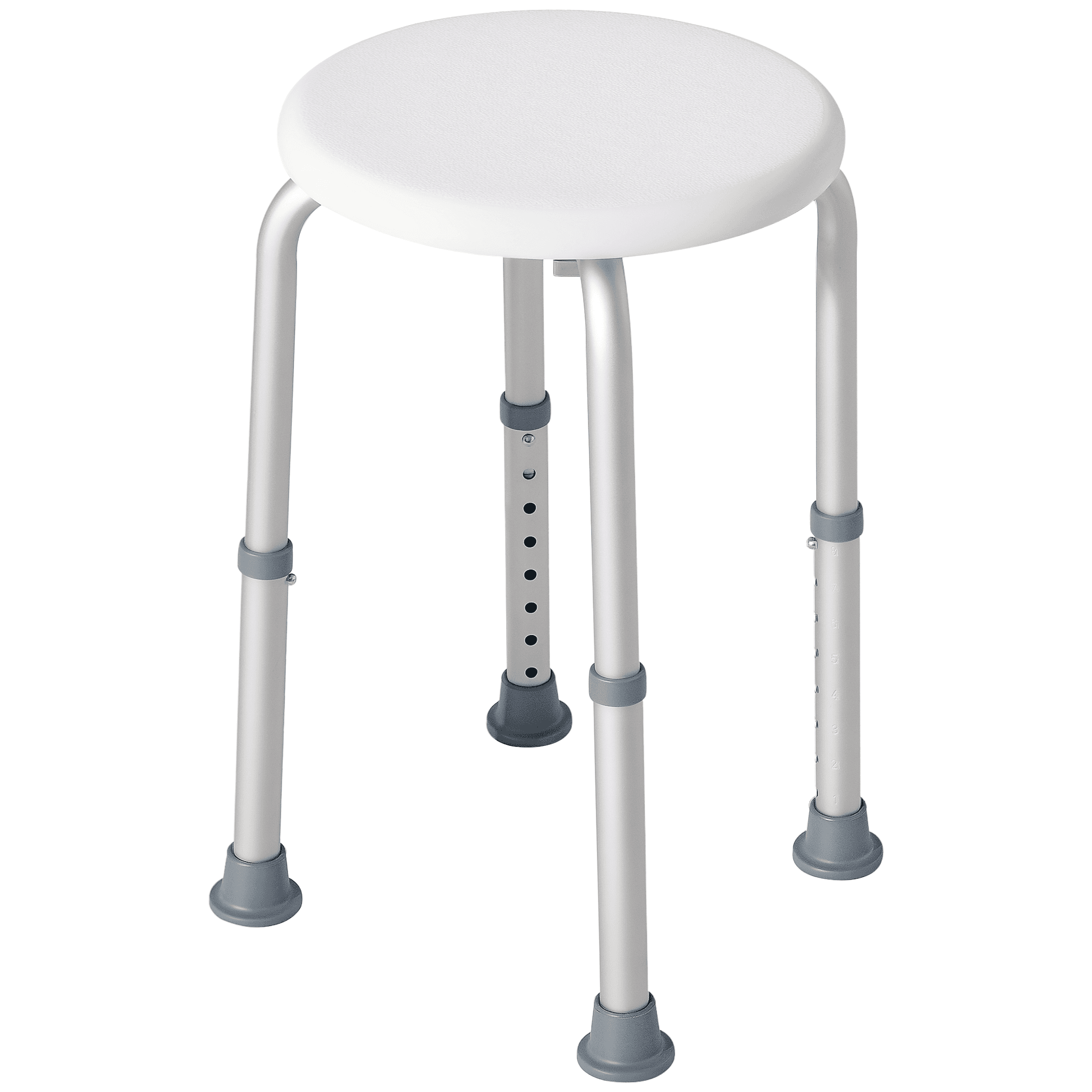 Homcom Tabouret de douche réglable en hauteur siège de douche ergonomique pieds antidérapants charge max. 136 Kg alu HDPE blanc