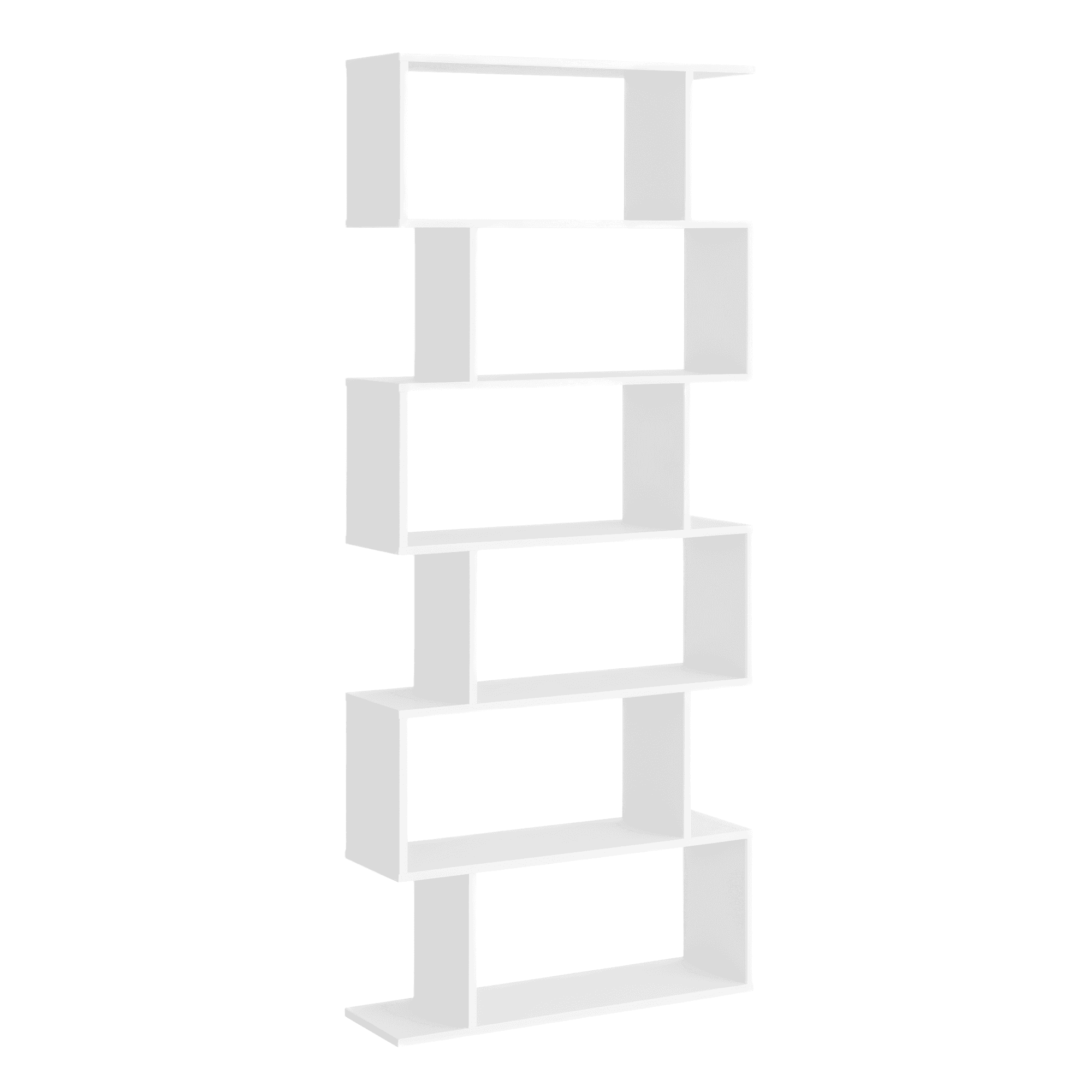 HOMCOM Bibliothèque Étagère Design Zig Zag Contemporain 6 Niveaux Blanc Aosom France