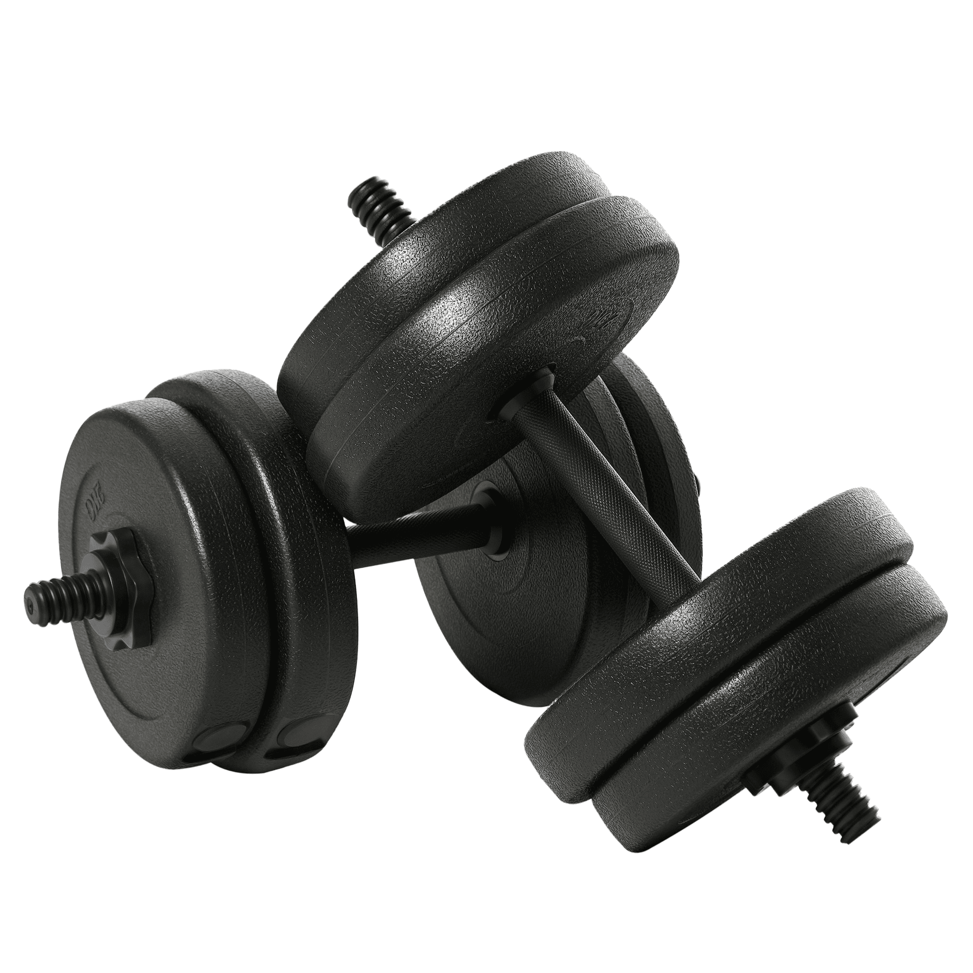 HOMCOM Ensemble d'haltères courtes total 20 Kg - barres incluses - acier HDPE noir