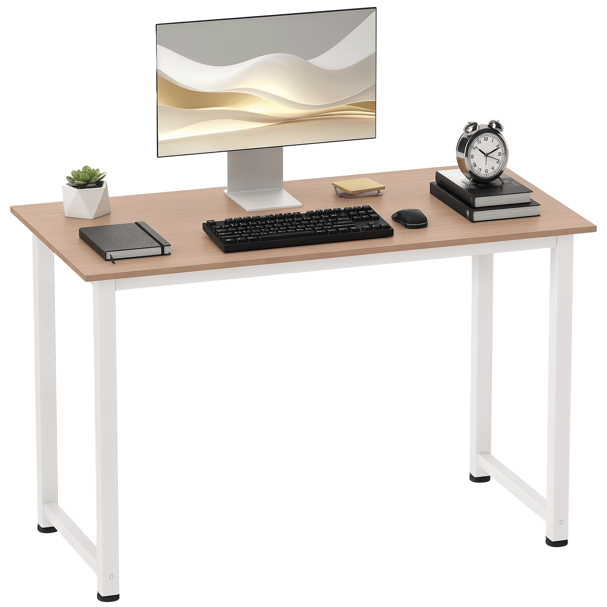 HOMCOM Table d'ordinateur table de salle à manger 120L x 60l x 76H cm chêne et Blanc Multifonction Grand Plateau Cadre Robuste en métal