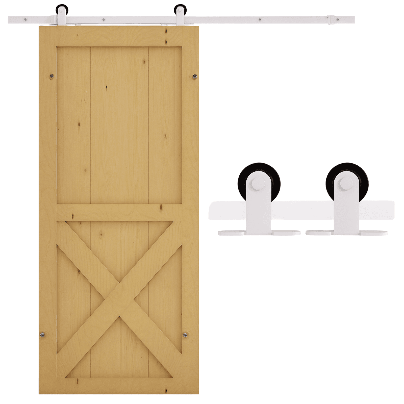 HOMCOM Kit de porte coulissante quincaillerie grange à porte coulissante en acier au carbone longueur de rail 183 cm blanc