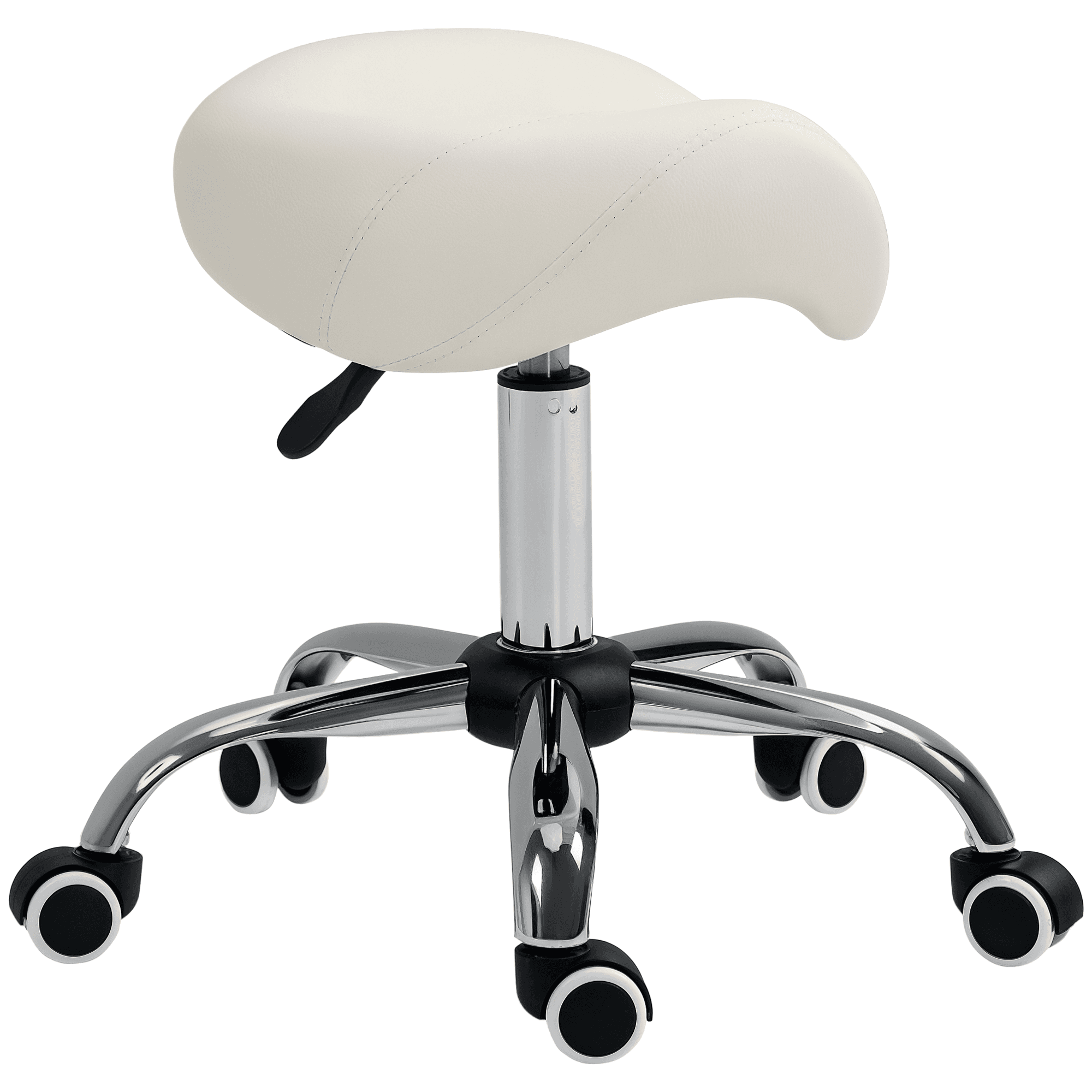 HOMCOM Tabouret de massage tabouret selle ergonomique pivotant 360° hauteur réglable revêtement similicuir base métal chromé 52 x 53 x 61 cm beige