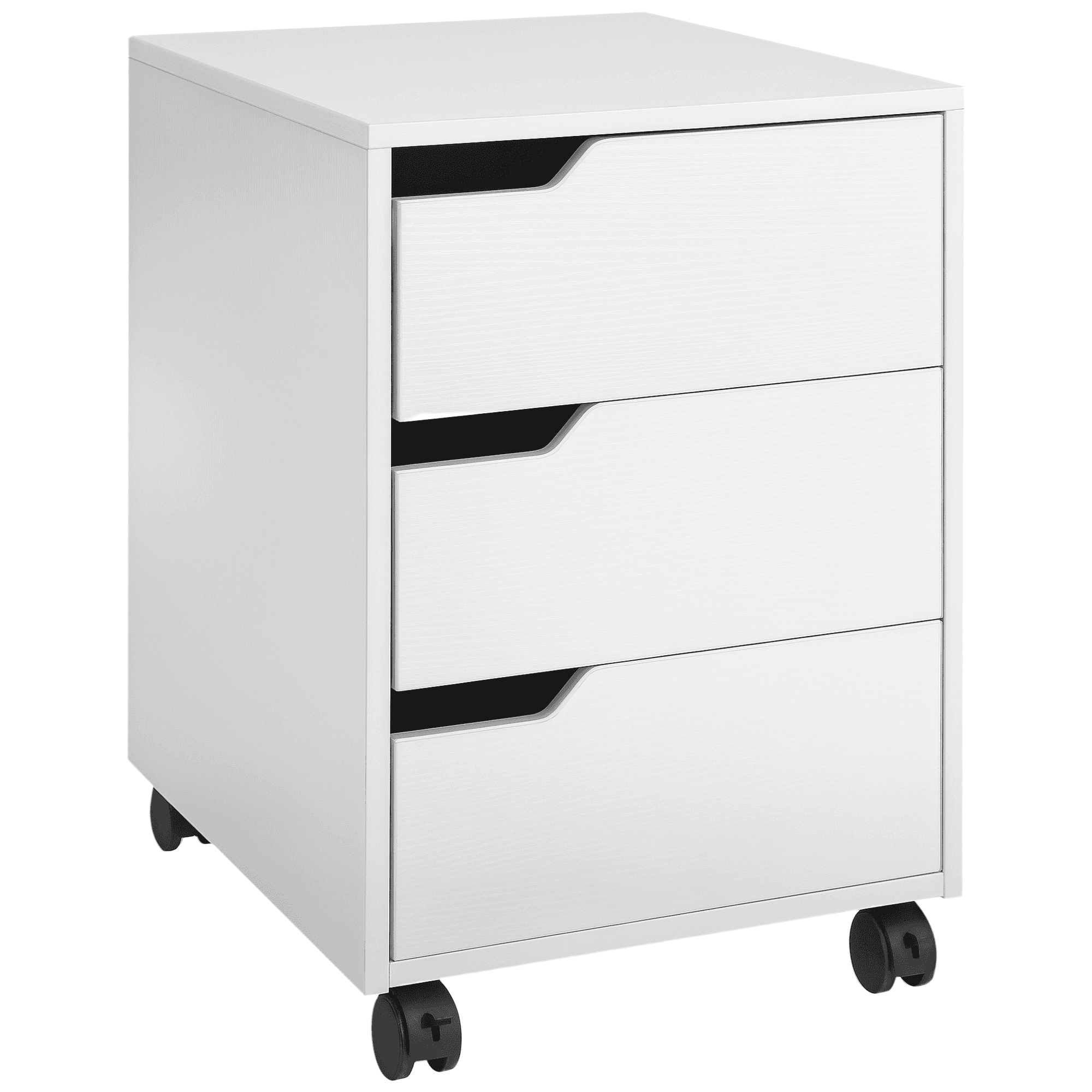 HOMCOM Caisson de bureau caisson de rangement mobile 3 tiroirs coulissants roulettes avec 2 freins MDF 40 x 50 x 57,5 cm blanc