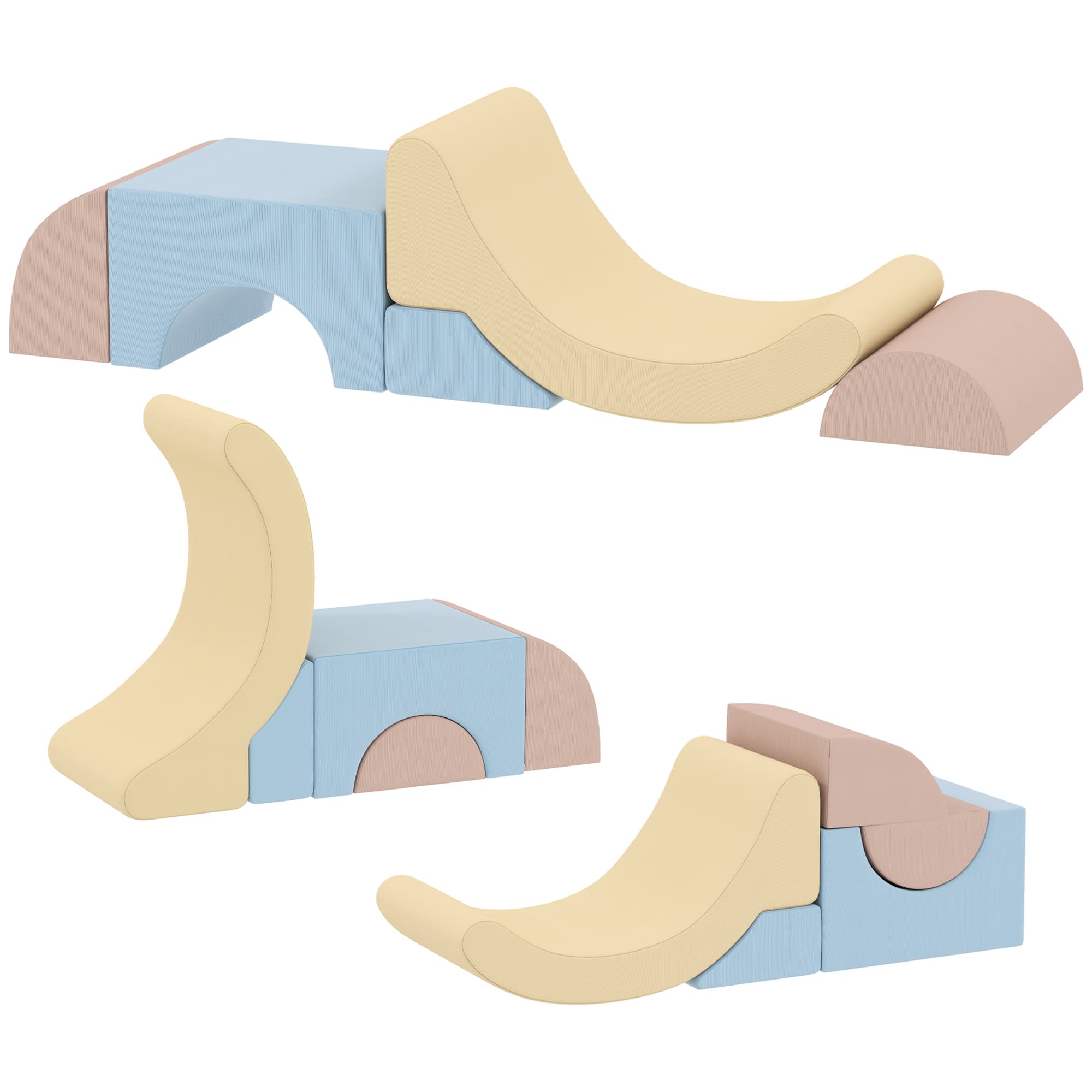 AIYAPLAY Set 5 Constructions Souples pour Enfants 1,5-8 Ans, en Tissu Effet Velours et Éponge, Multicolore