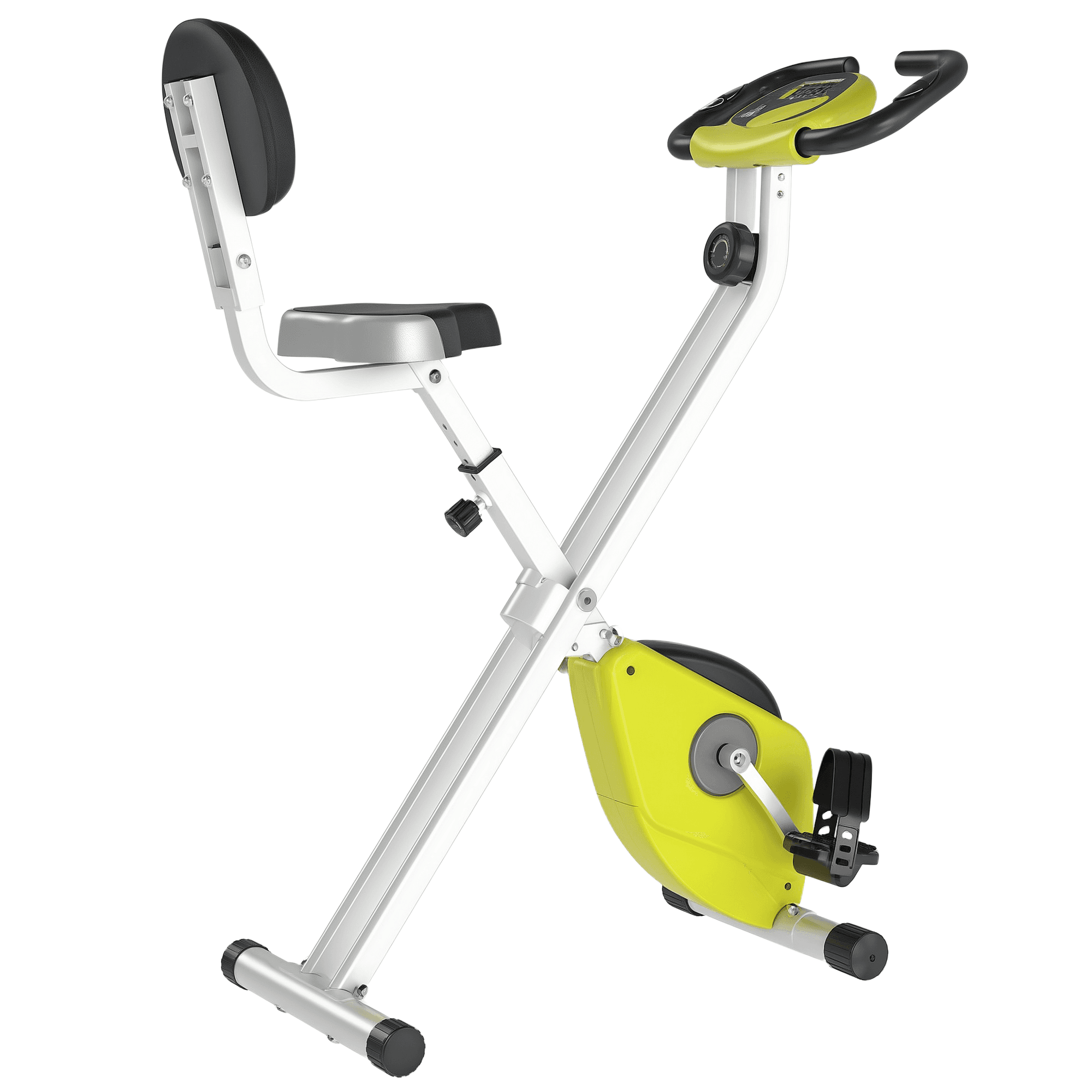 HOMCOM Vélo d'appartement avec 8 niveaux de résistance Charge max.110 kg Ecran d'affichage LCD multifonction jaune, blanc