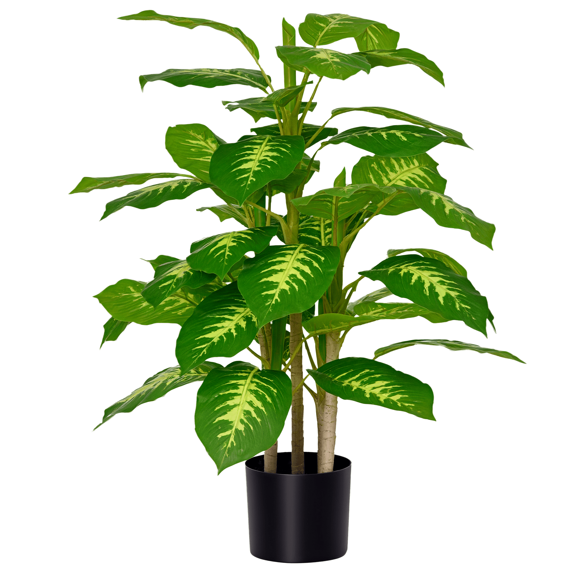 HOMCOM Plante artificielle calathea hauteur 95 cm pot ciment 42 feuilles - intérieur ou extérieur