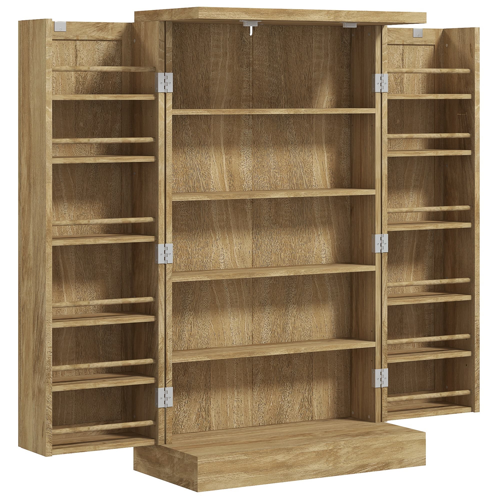 HOMCOM Buffet cuisine meuble cuisine rangement avec 12 étagères à portes étagères réglables 60 x 30 x 104 cm effet bois naturel