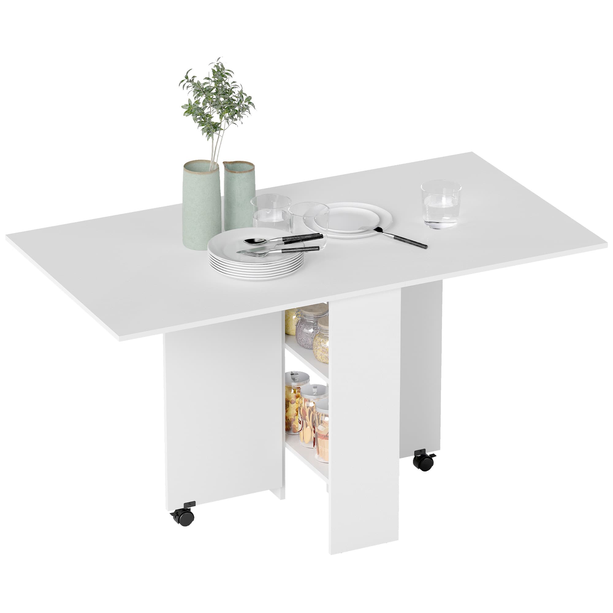 HOMCOM Table de cuisine salle a manger pliable amovible tres pratique en panneaux de particules