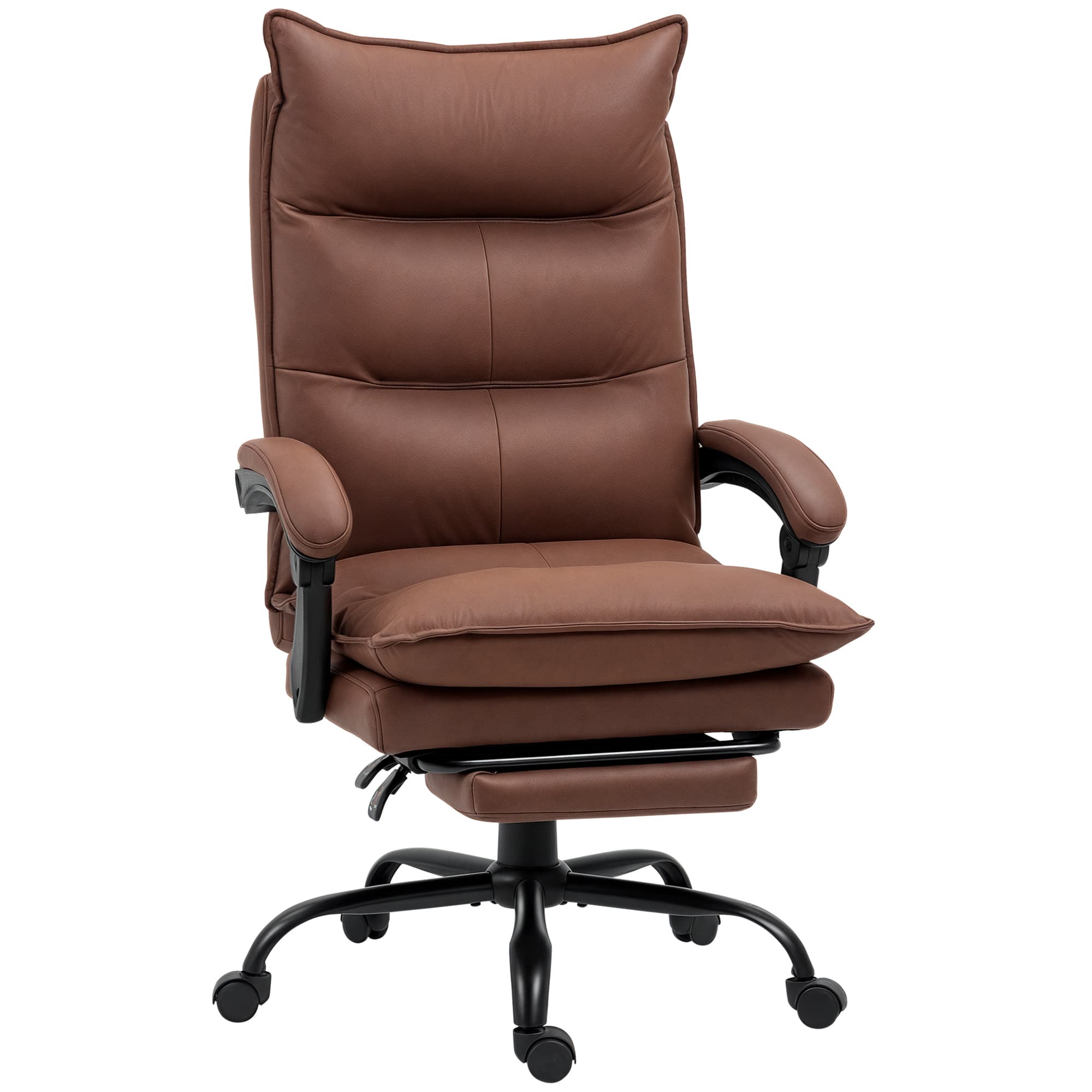 Vinsetto Fauteuil de bureau massant et chauffant, chaise de bureau, hauteur réglable, dossier inclinable, 66x74x121,5cm marron