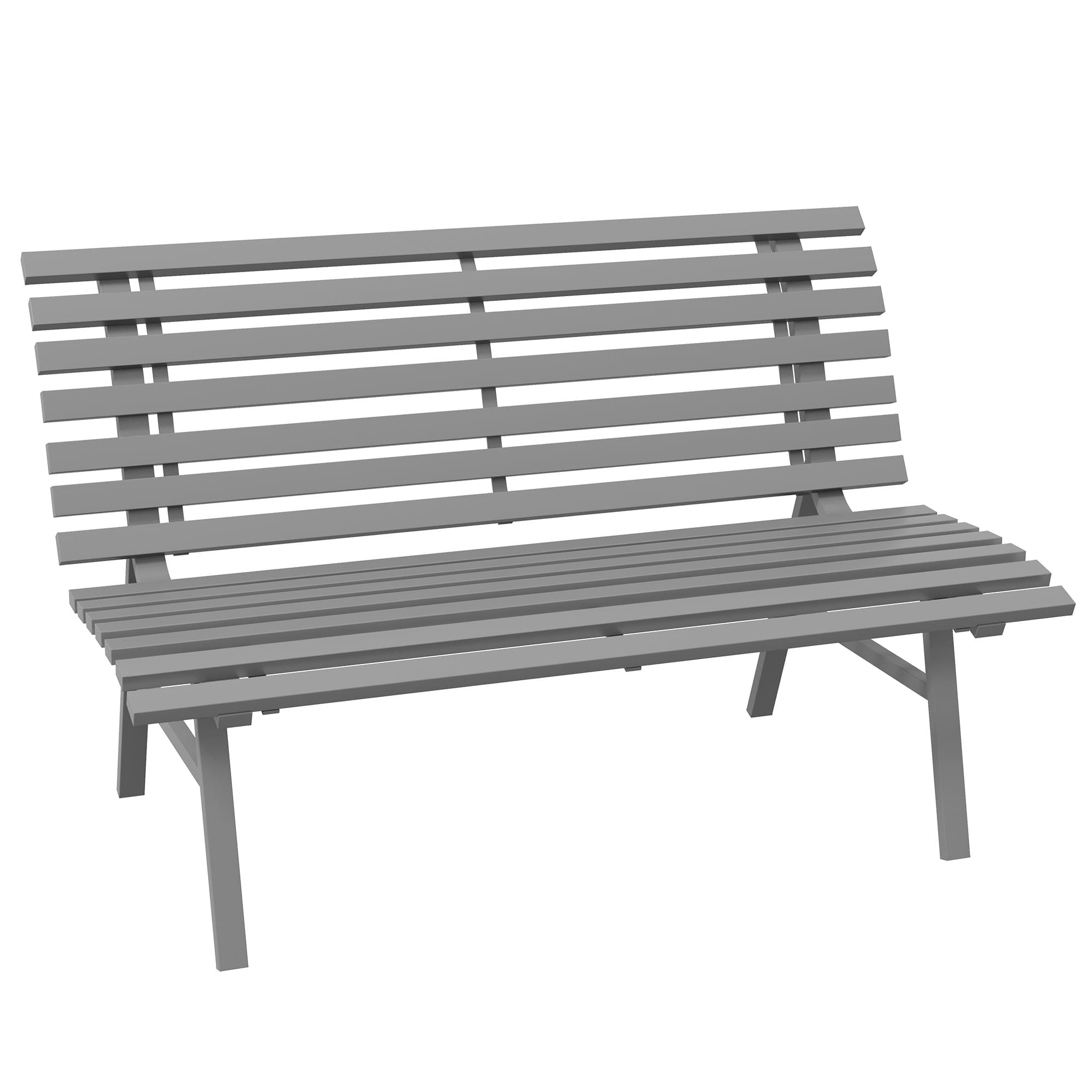 Outsunny Banc de jardin extérieur 2 places assise dossier à lattes, en aluminium, dim. 123 x 67 x 79 cm, gris