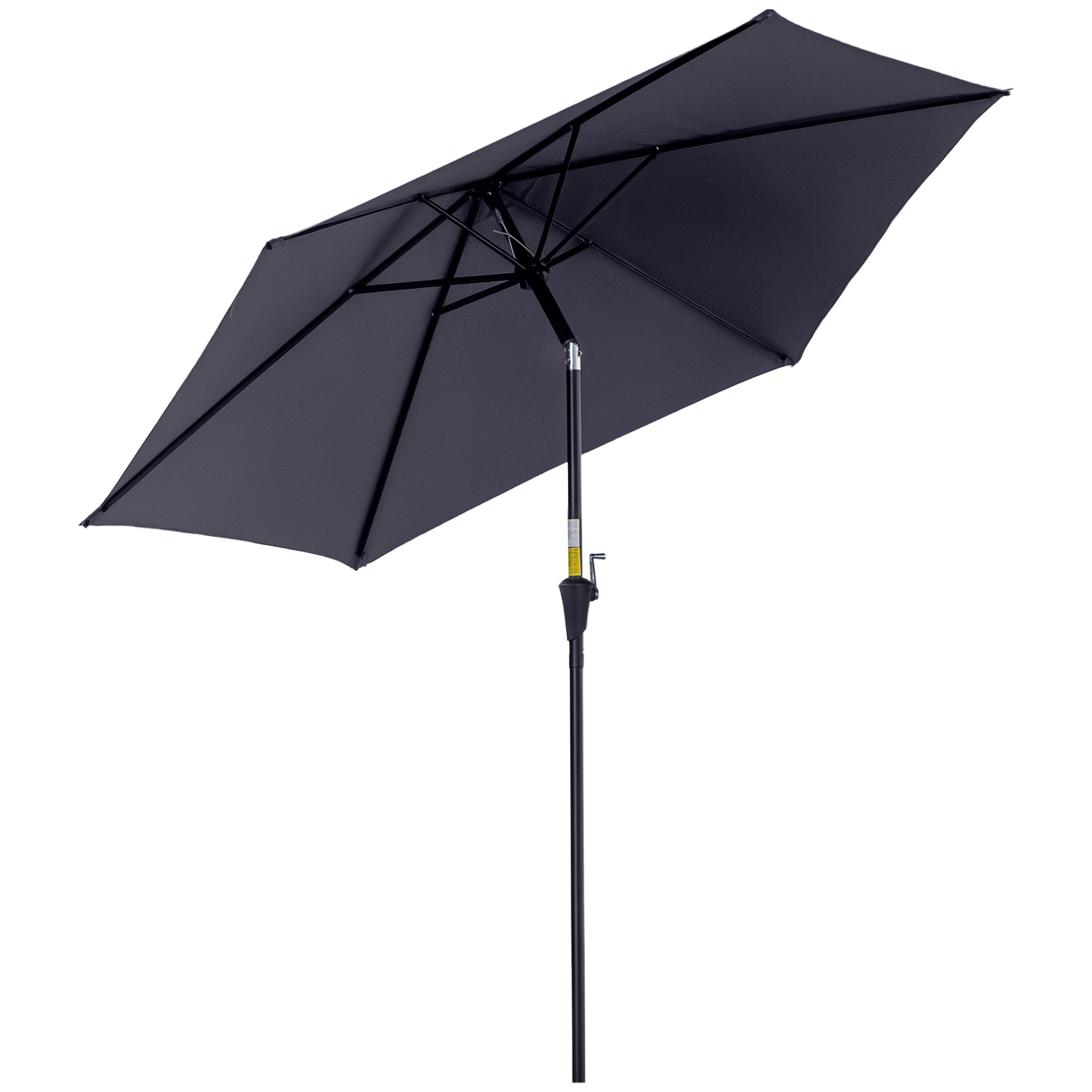 Outsunny Parasol inclinable de jardin balcon terrasse manivelle toile polyester imperméabilisée haute densité 180 g/m2 Ø 2,7 x 2,35H m alu grisnull