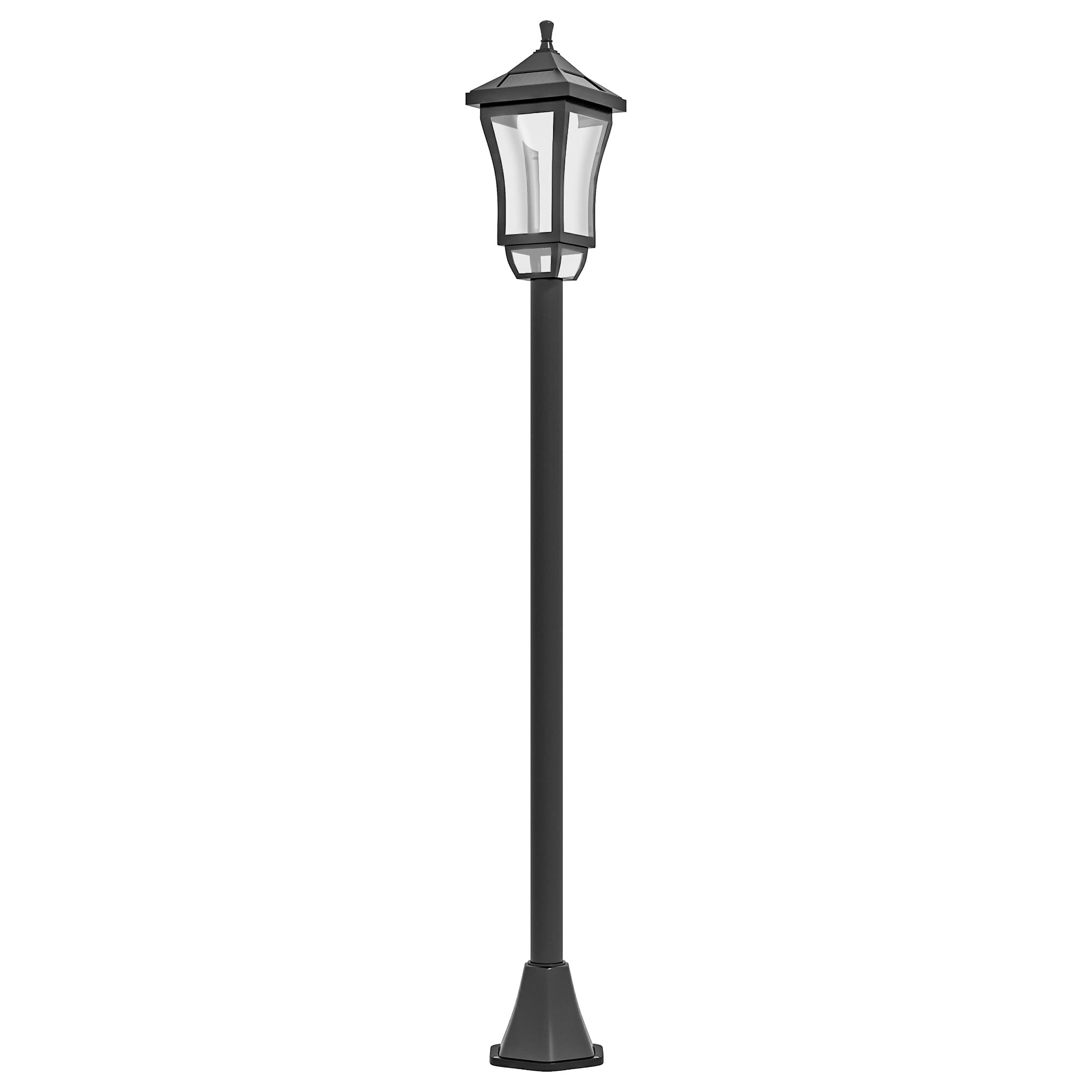 Outsunny Luminaire extérieur lampadaire sur pied solaire lampadaire lanterne classique LED 30 Lm 15 x 15 x 127 cm noir