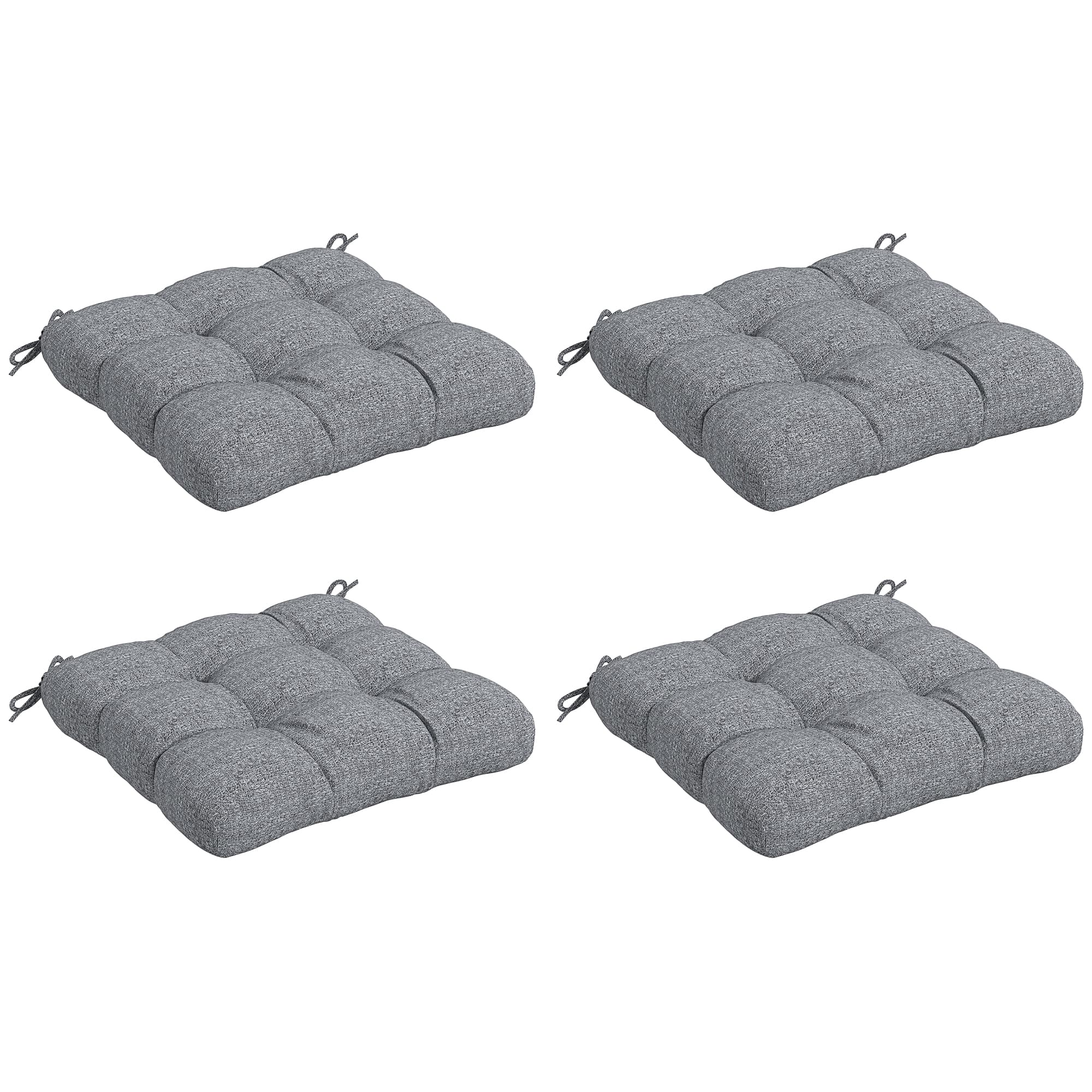 Outsunny Lot de 4 coussins de chaise de jardin, Coussins extérieur capitonné, dim. 48L x 48l cm Gris