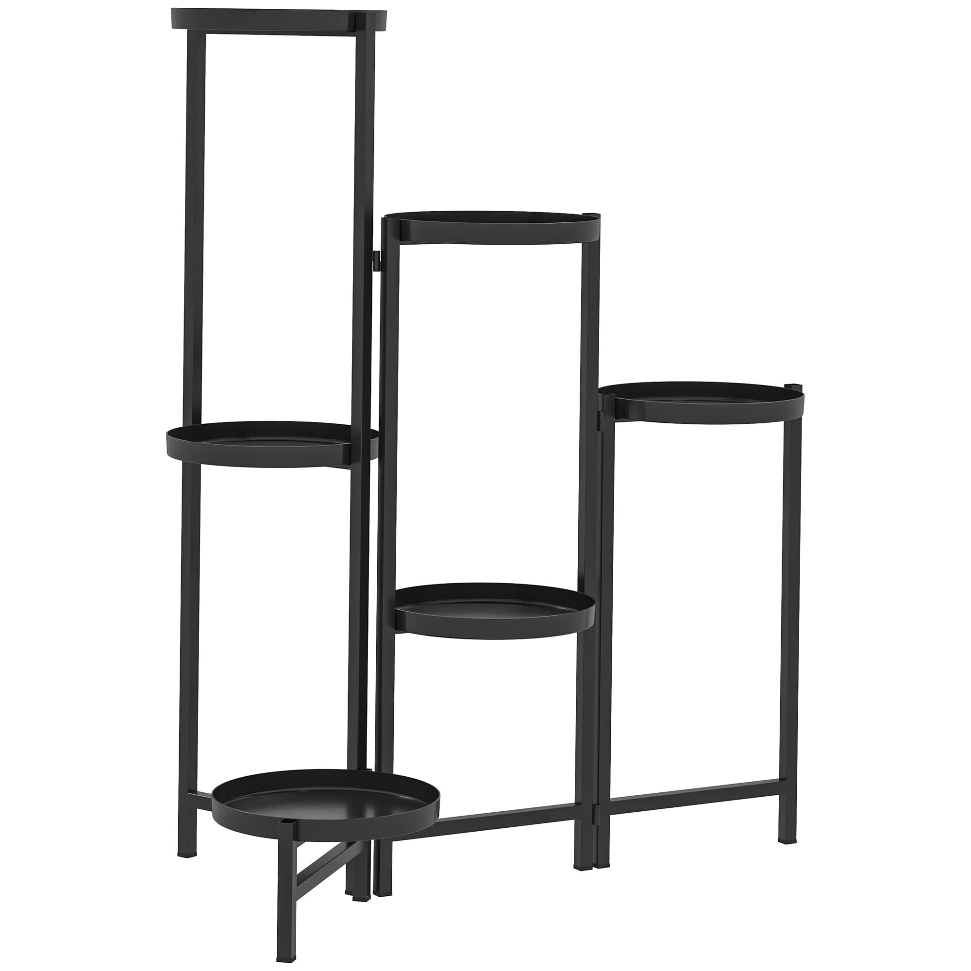 Outsunny Support pour plantes 6 niveaux étagère plante ajustable et pliable en métal design sans vis porte 60 x 40 x 80 cm noir