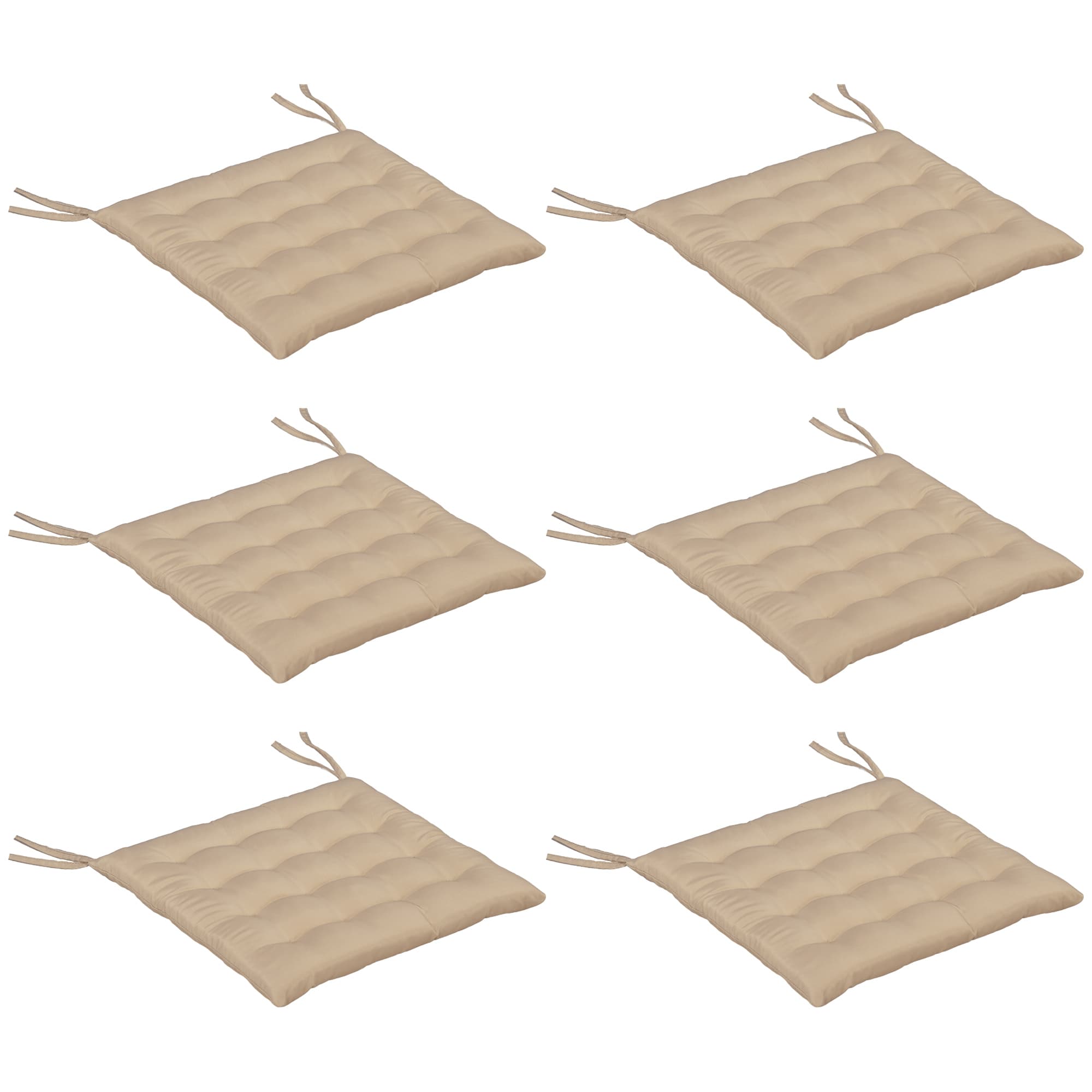Outsunny Lot de 6 coussins de chaise de jardin, Coussins extérieur capitonné, grand confort cm avec attaches, dim. 40L x 40l cm