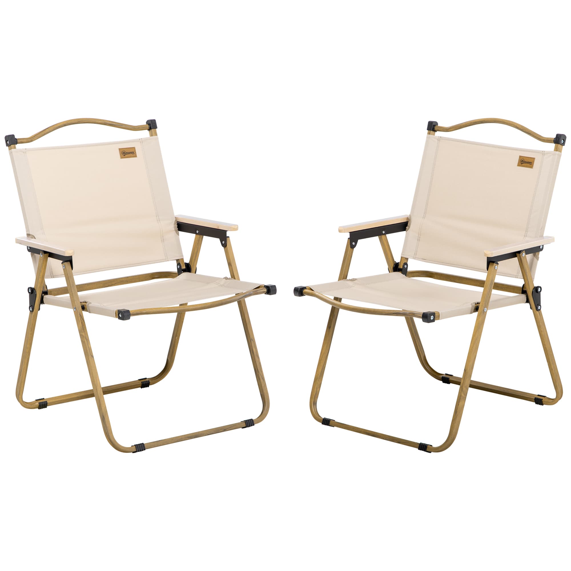 Outsunny Lot de 2 chaises de camping chaise de pêche pliante - tissu Oxford et structure acier 54 x 59 x 78 cm kaki Aosom France