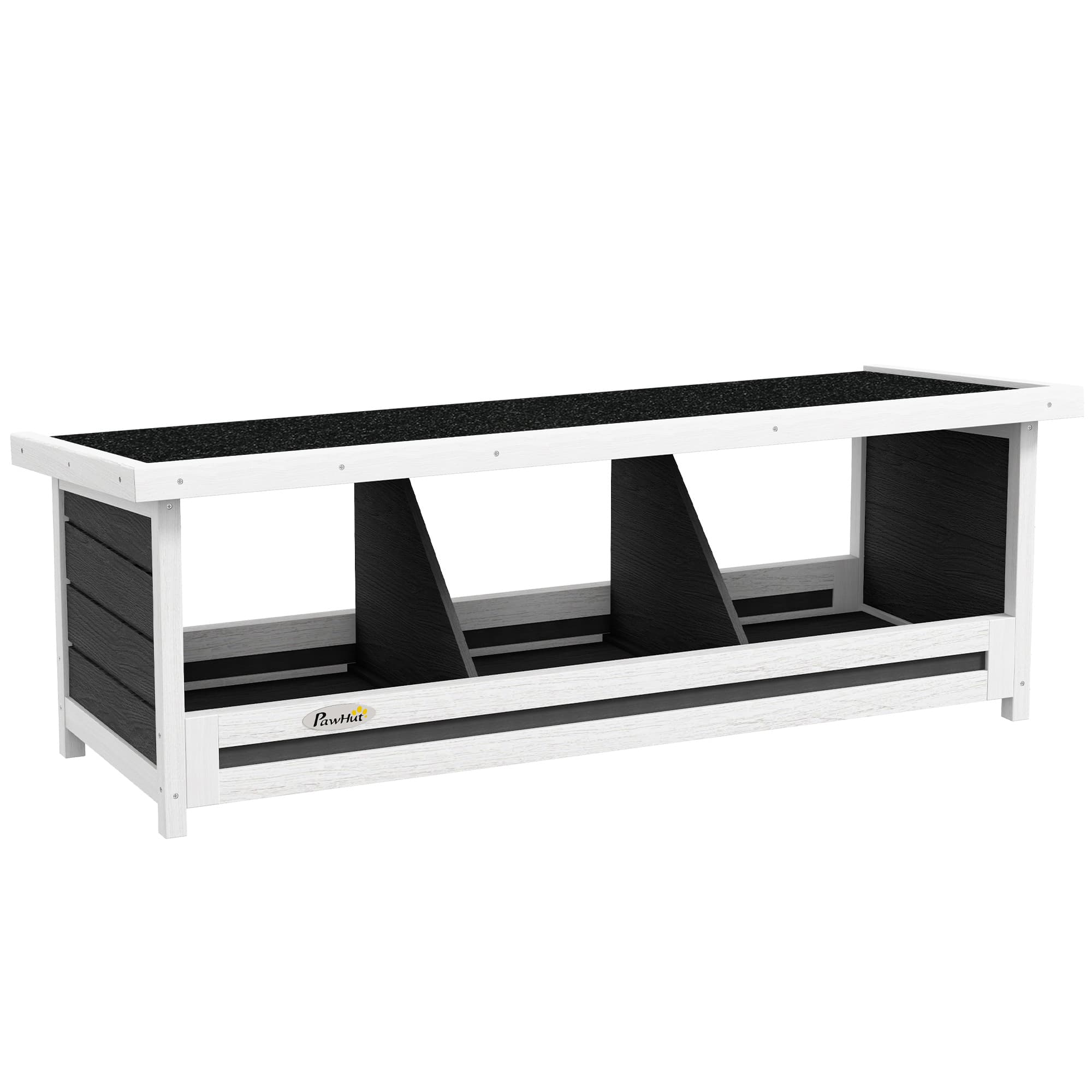 PawHut Pondoir nichoir pour poules 3 emplacements avec toit asphalte structure en bois 95 x 37 x 34 cm gris noir