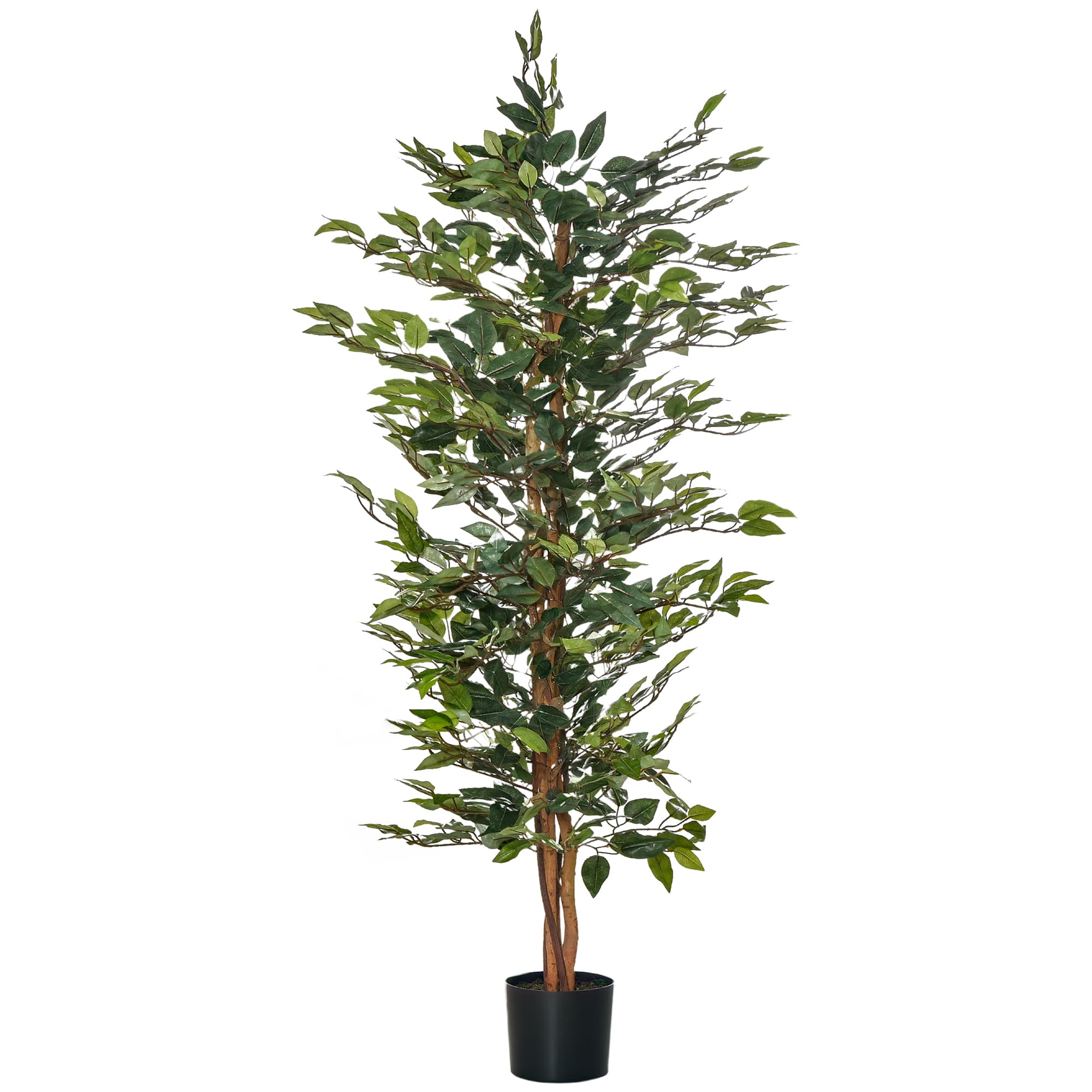 HOMCOM Arbre Artificiel Plante Artificiel ficus Hauteur 1,5 m Tronc Branches Liane Lichen Feuilles Grand réalisme Pot Inclus Aosom France