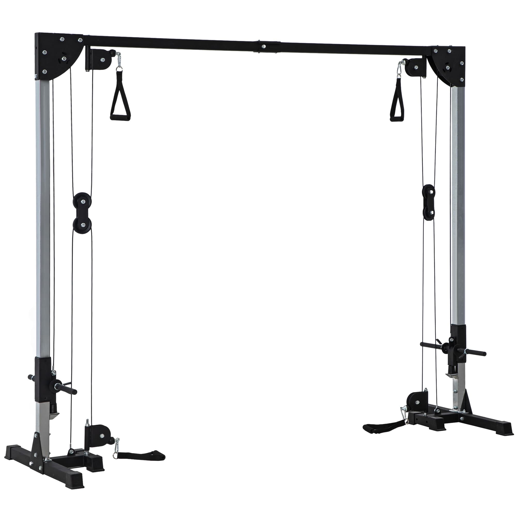 SPORTNOW Appareil de musculation double poulie vis à vis crossover, charge libre avec haltère 2 x 50kg dim. 245L x 85l x 207H cm