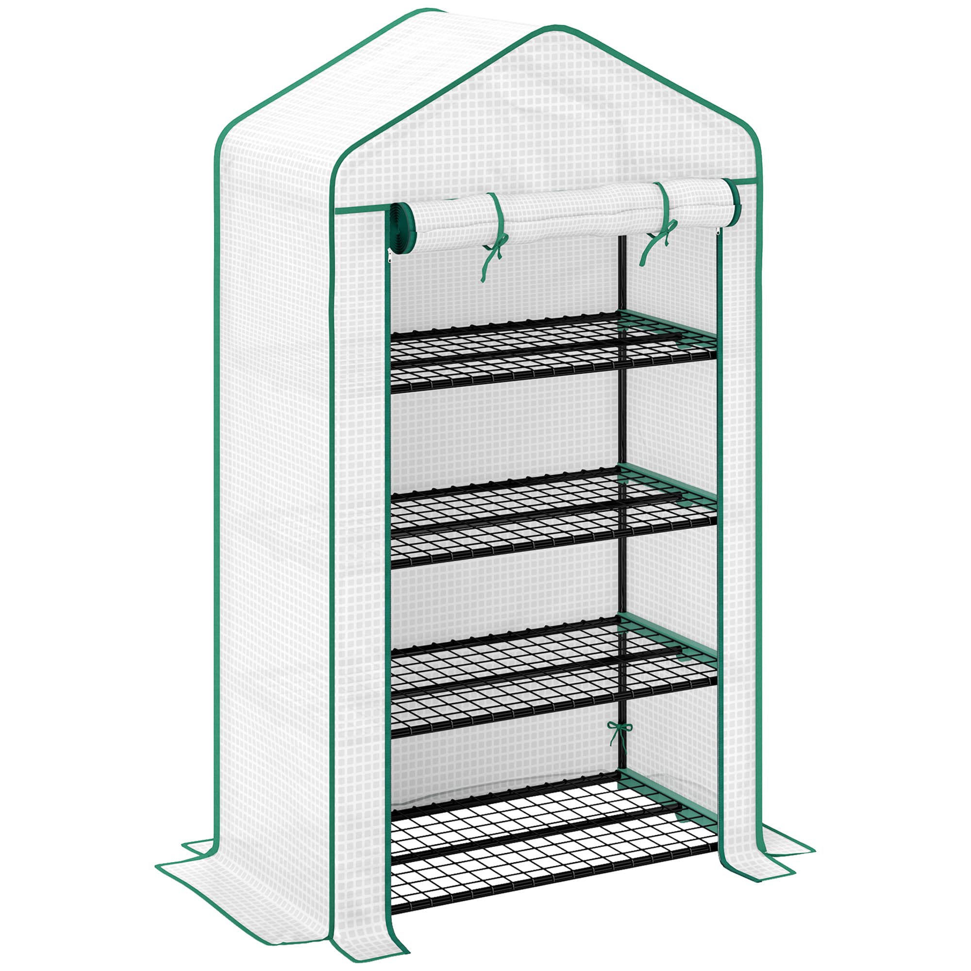 Outsunny Serre de jardin balcon étagère serre 4 niveaux 90 x 49 x 160 cm acier galvanisé bâche amovible PE haute densité blanc