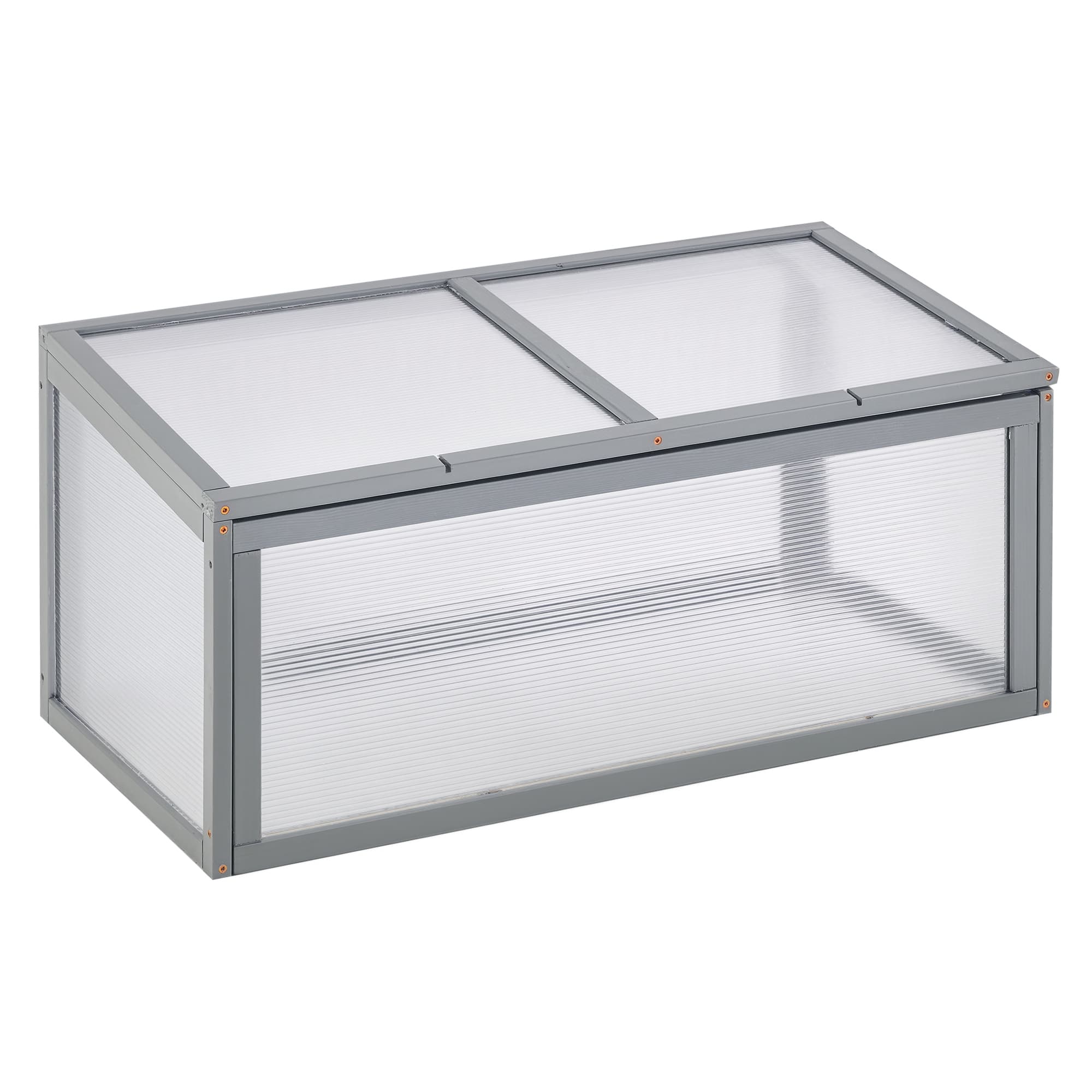 Outsunny Mini serre de jardin en polycarbonate structure en bois massif 4,14 m2 90 x 46 x 40 cm gris