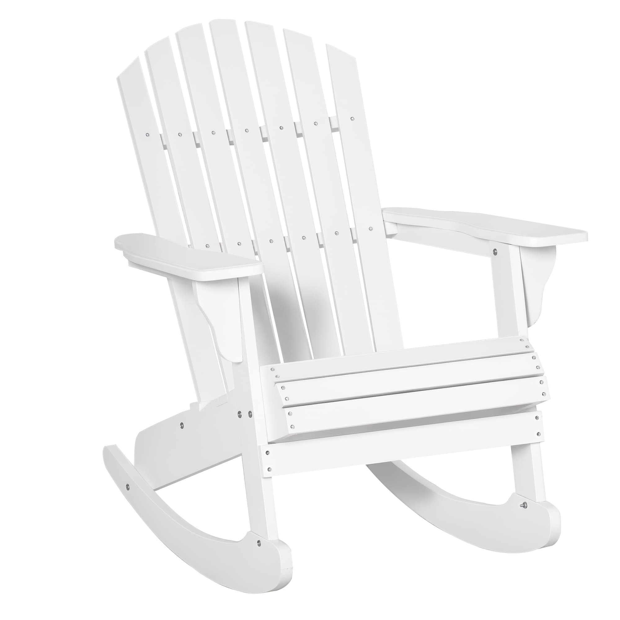 Outsunny Fauteuil à Bascule Blanc Jardin Dossier Incurvé Accoudoirs Ergonomiques Aosom France
