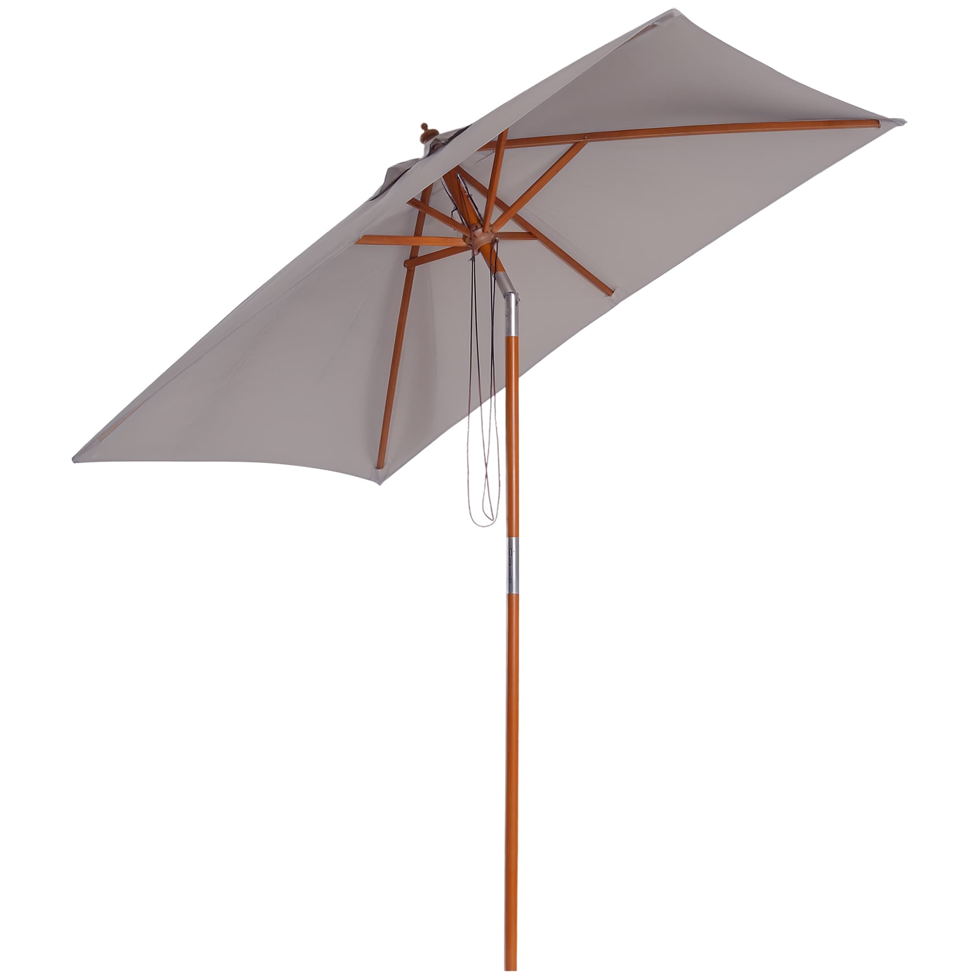 Outsunny Parasol rectangulaire inclinable bois polyester haute densité 2L x 1,5l x 2,3H m gris clair