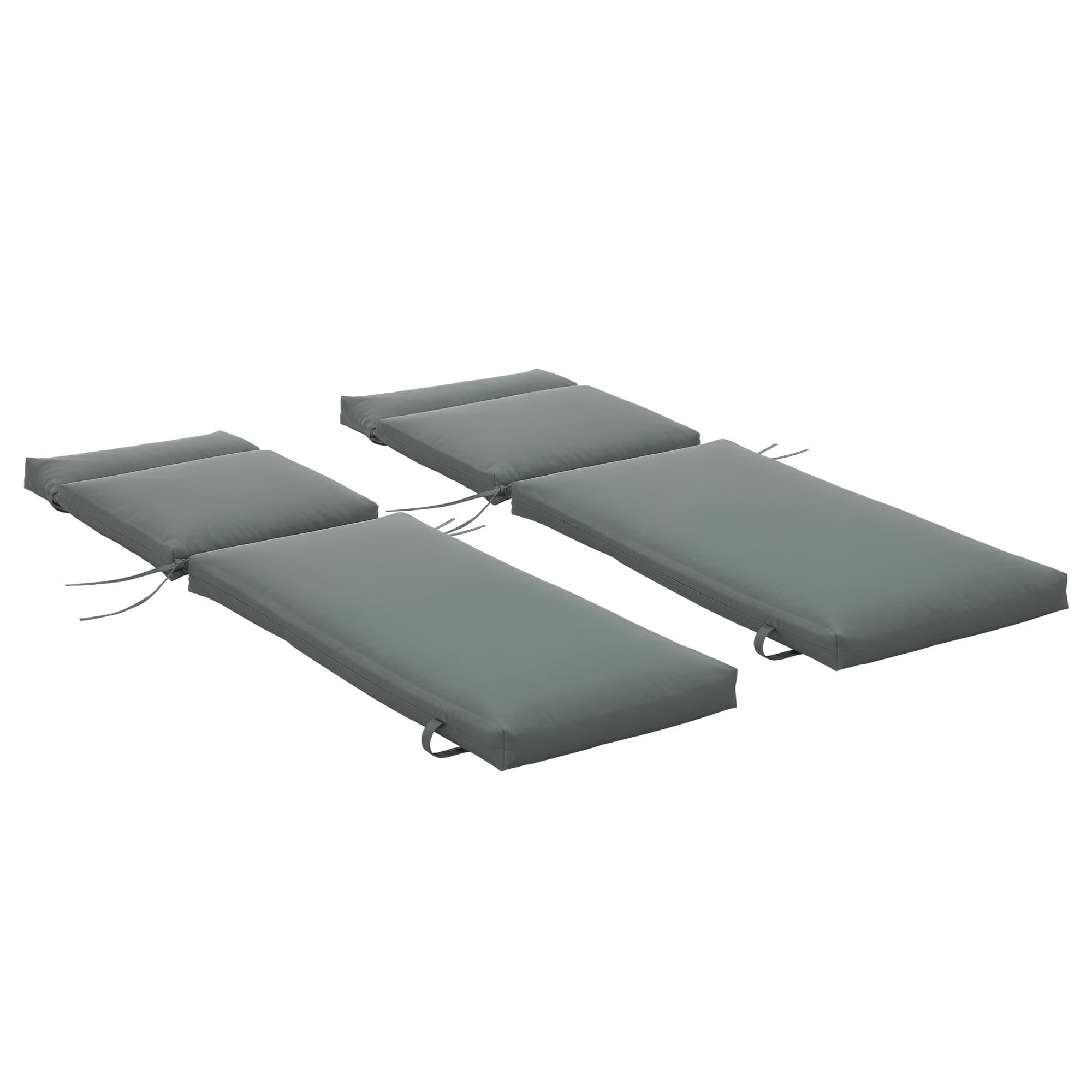Outsunny Lot de 2 matelas pour chaise longue transat bain de soleil avec sangles d'attache pour jardin dim.196L x 55l cm gris foncé-AOSOM.fr