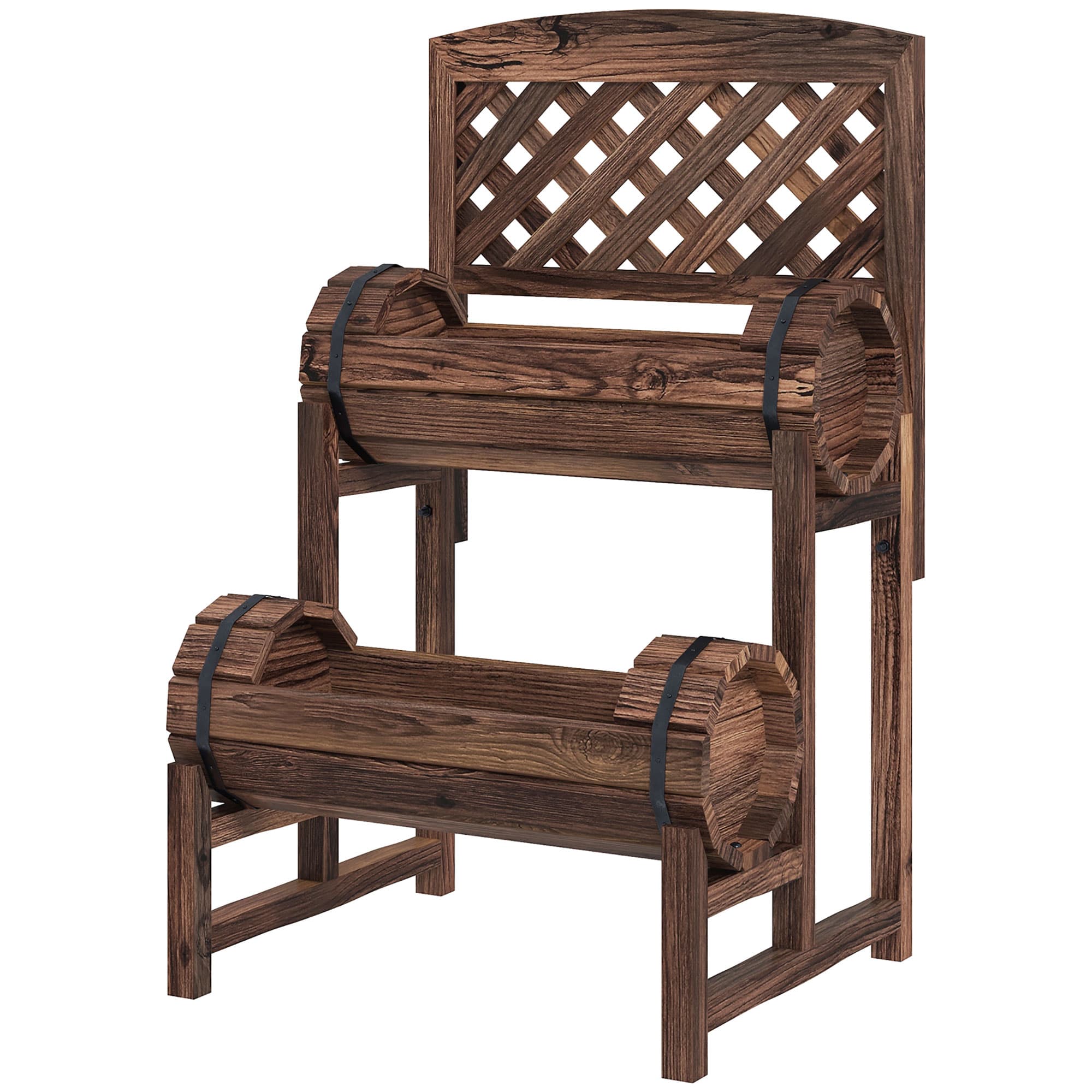 Outsunny Jardinière Surélevée 2 Niveaux en Bois Robuste pour Terrasse et Balcon 42x49x80cm Aosom France