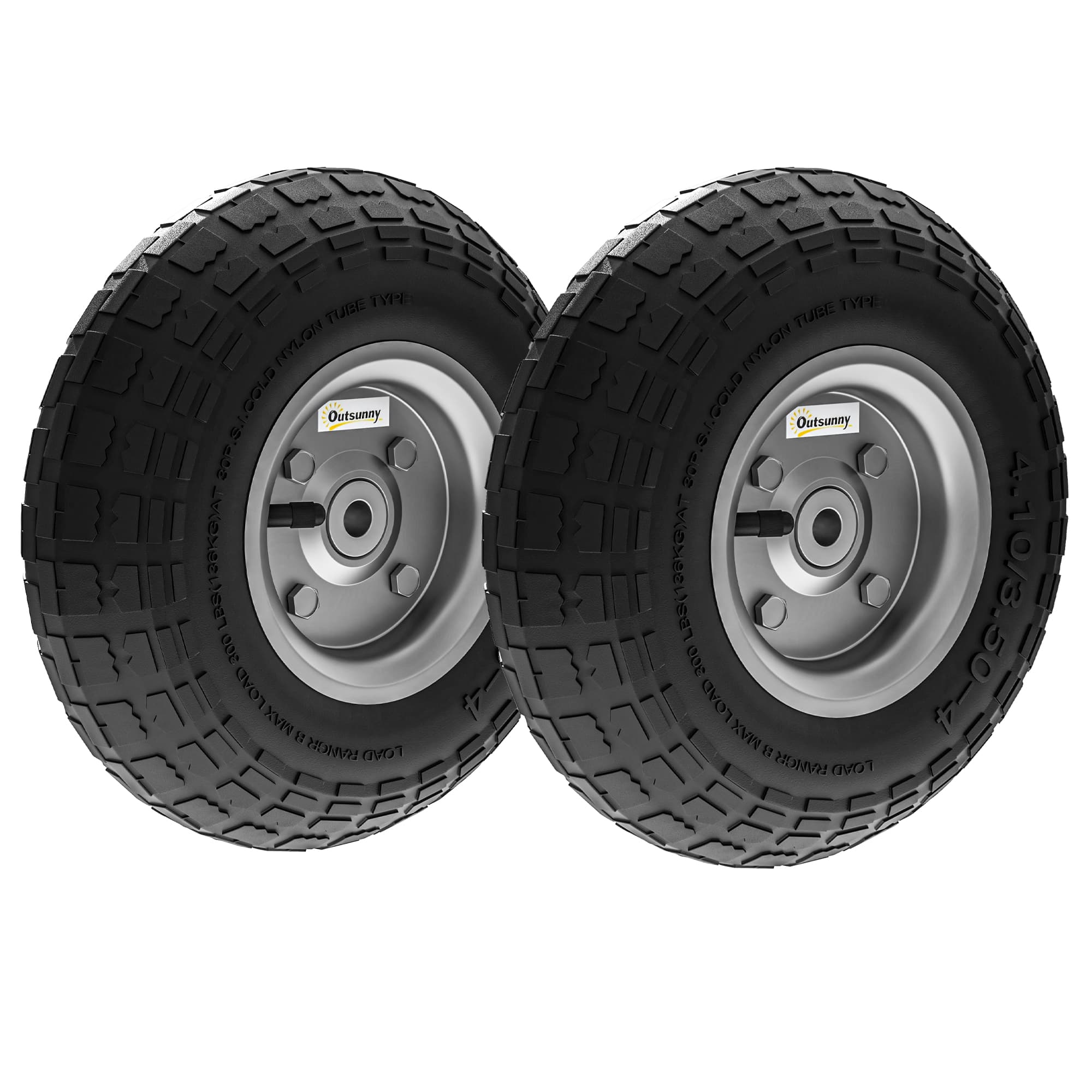Outsunny Lot de 2 Pneus Pneumatiques de Remplacement Alésage de 16mm pour Chariot de Jardin, Brouette et diable