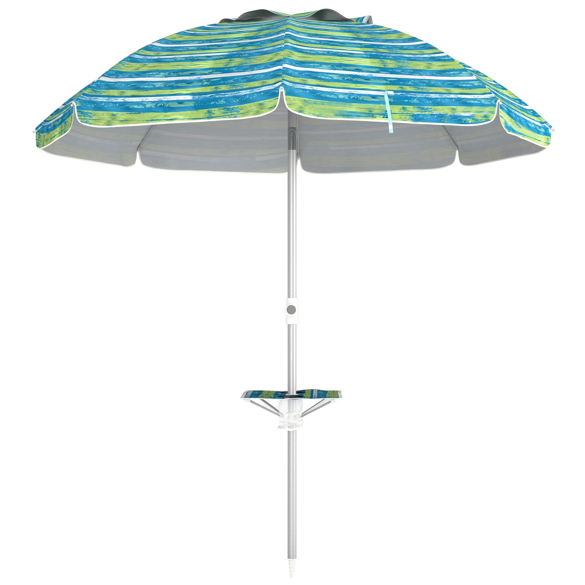 Outsunny Parasol de Plage Rond Inclinable Ø190cm Protection UV50+ Table Porte-Gobelet Sac Transport Aosom France