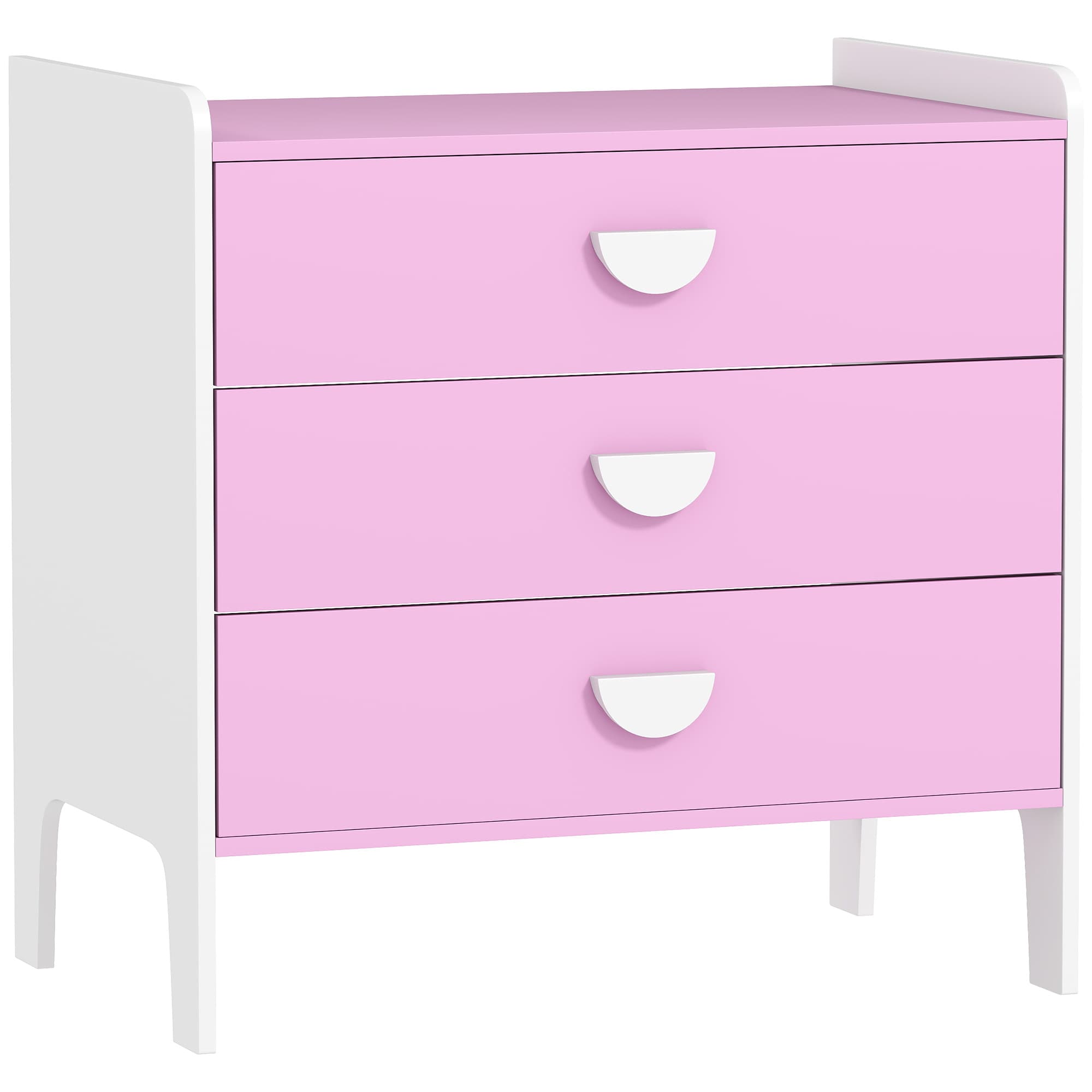 AIYAPLAY Commode pour enfants, commode rangement 3 tiroirs pour chambre d'enfant, crèche, salle de jeux, 60 x 40 x 60 cm, rose