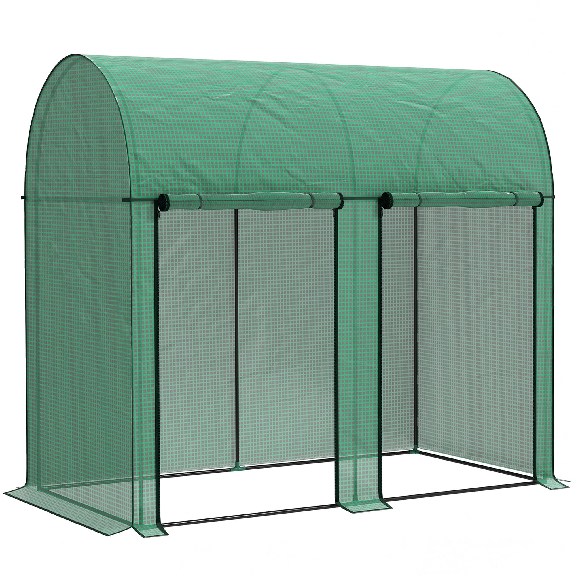 Outsunny Serre de jardin 2 m2 serre à tomates 2 portes zippées enroulables acier PE haute densité anti-UV 2 x 1 x 1,78 m blanc