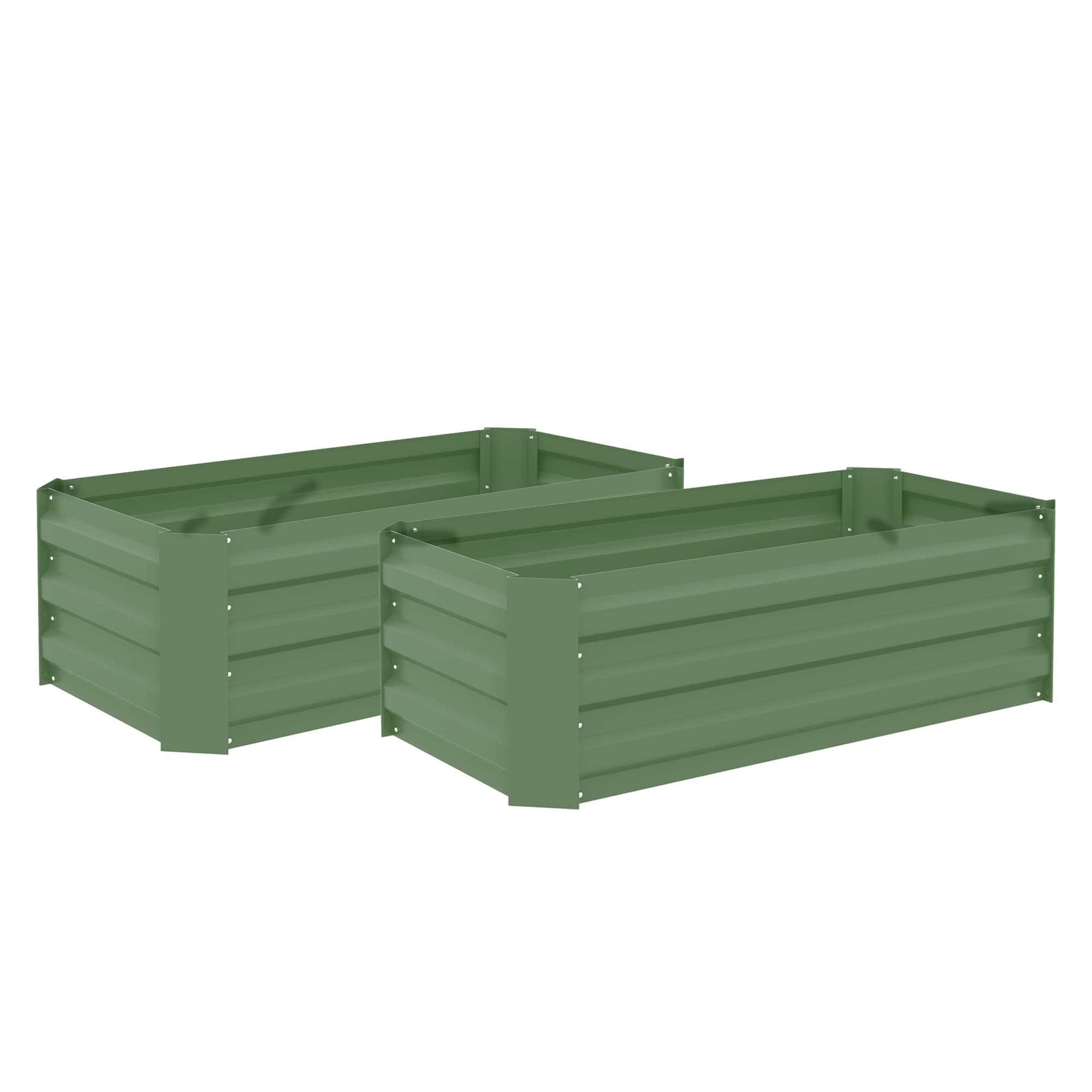 Outsunny Lot de 2 carré potager de jardin dim. 100L x 50l x 30H cm - tôle d'acier ondulée vert