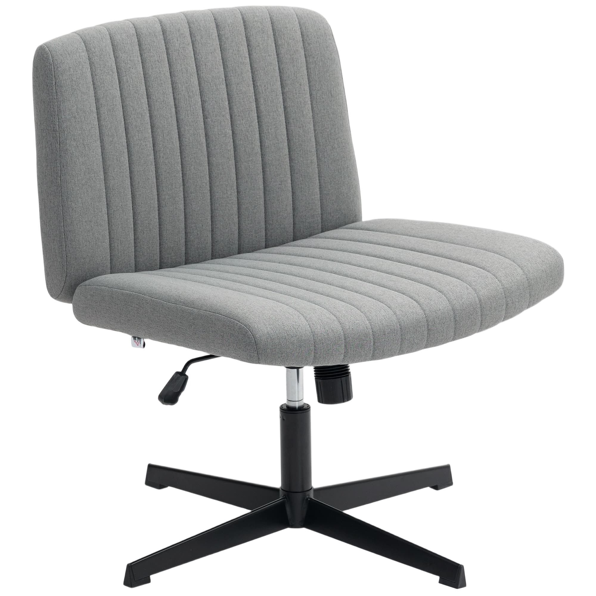 HOMCOM Chaise de Bureau sans Accoudoirs Chaise de Bureau à Bascule avec Jambes Croisées Siège Large et Hauteur Réglable Gris
