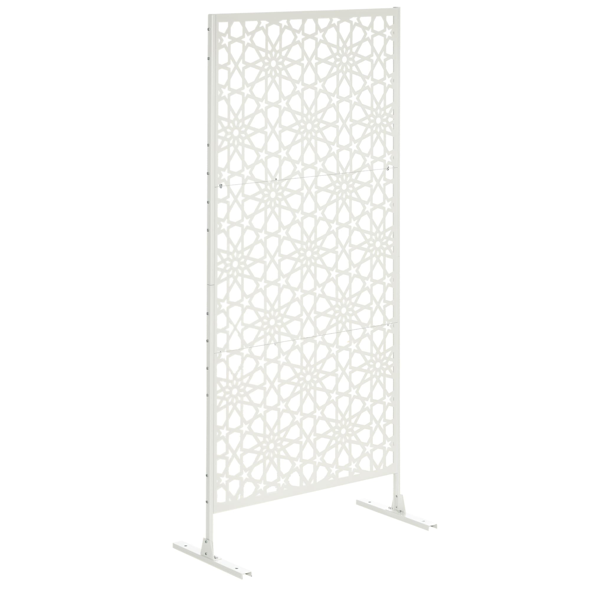 Outsunny Panneau brise vue décoratif extérieur Panneau d'extérieur blanc à motif en métal - 92 x 45 x 198 cm Aosom France