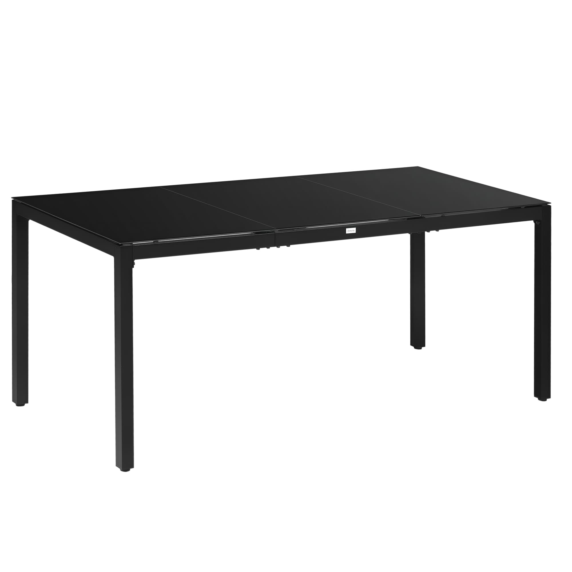 Outsunny Table de jardin rectangulaire pour 8 personnes avec plateau en verre trempé et cadre en aluminium noir Aosom France