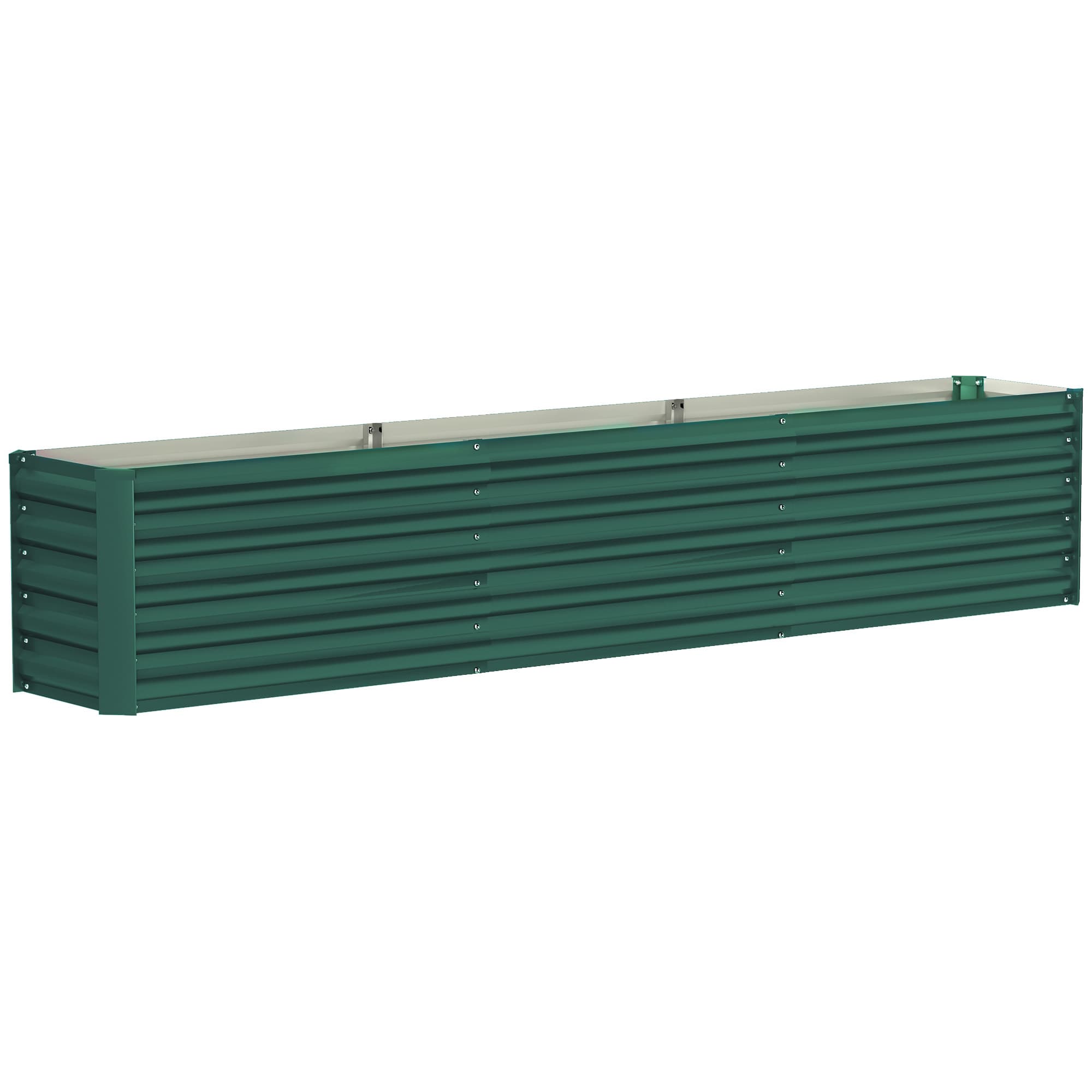 Outsunny Carré potager potager surélevé en acier galvanisé barres de soutien et plaques d'angle fond ouvert 240 x 40 x 45 cm vert