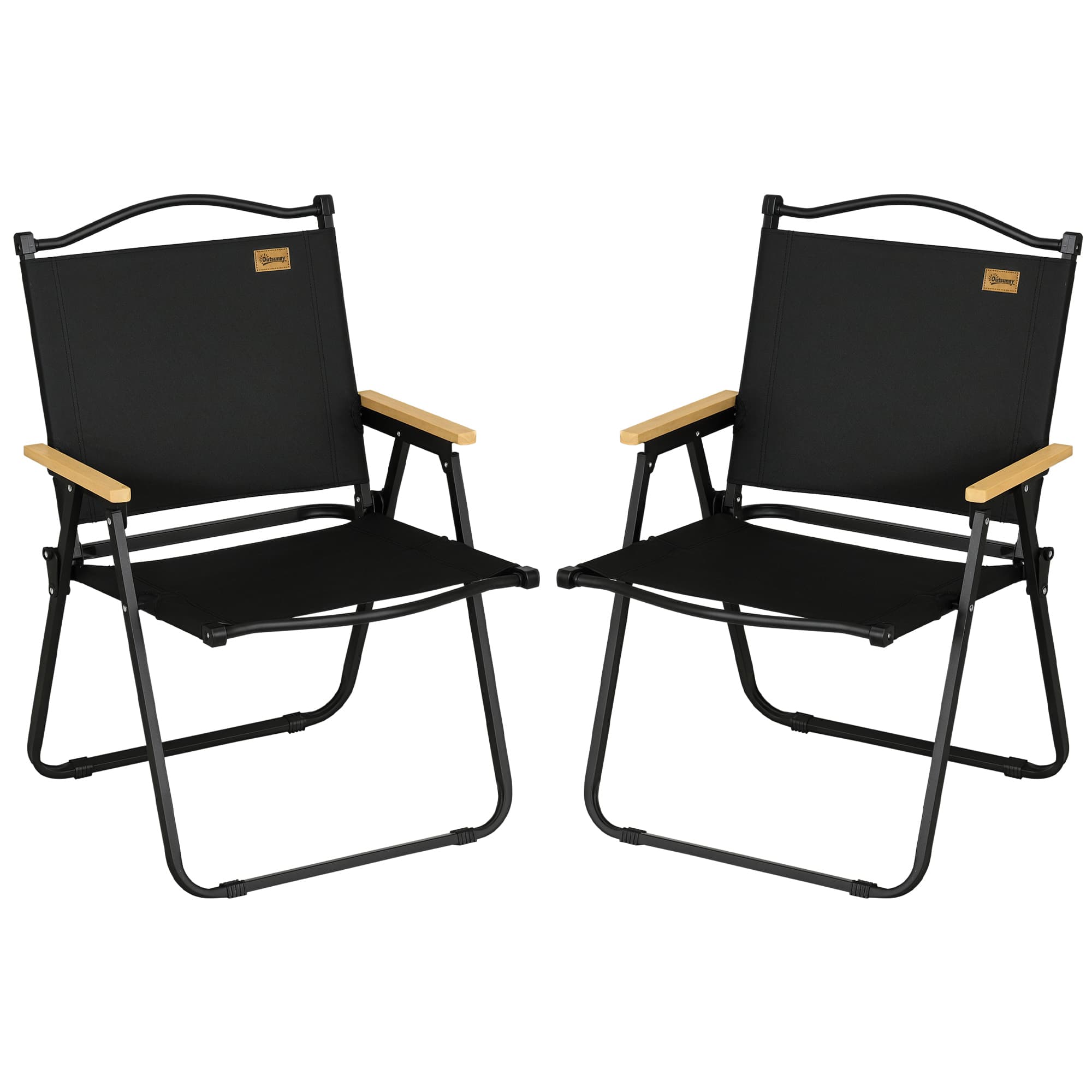 Outsunny Lot de 2 chaises de camping chaise de pêche pliante - tissu Oxford et structure acier 54 x 59 x 78 cm noir Aosom France