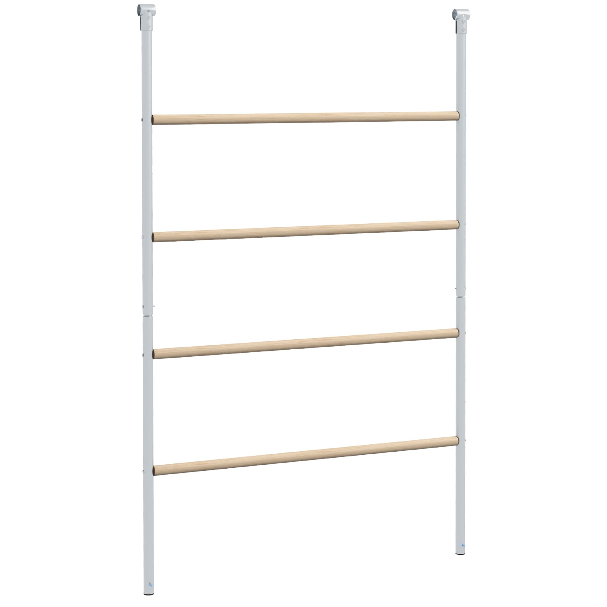 PawHut Grand perchoir échelle pour poules 4 niveaux avec barreaux en bois et structure métal 140 x 86 x 2,5 cm argent naturel