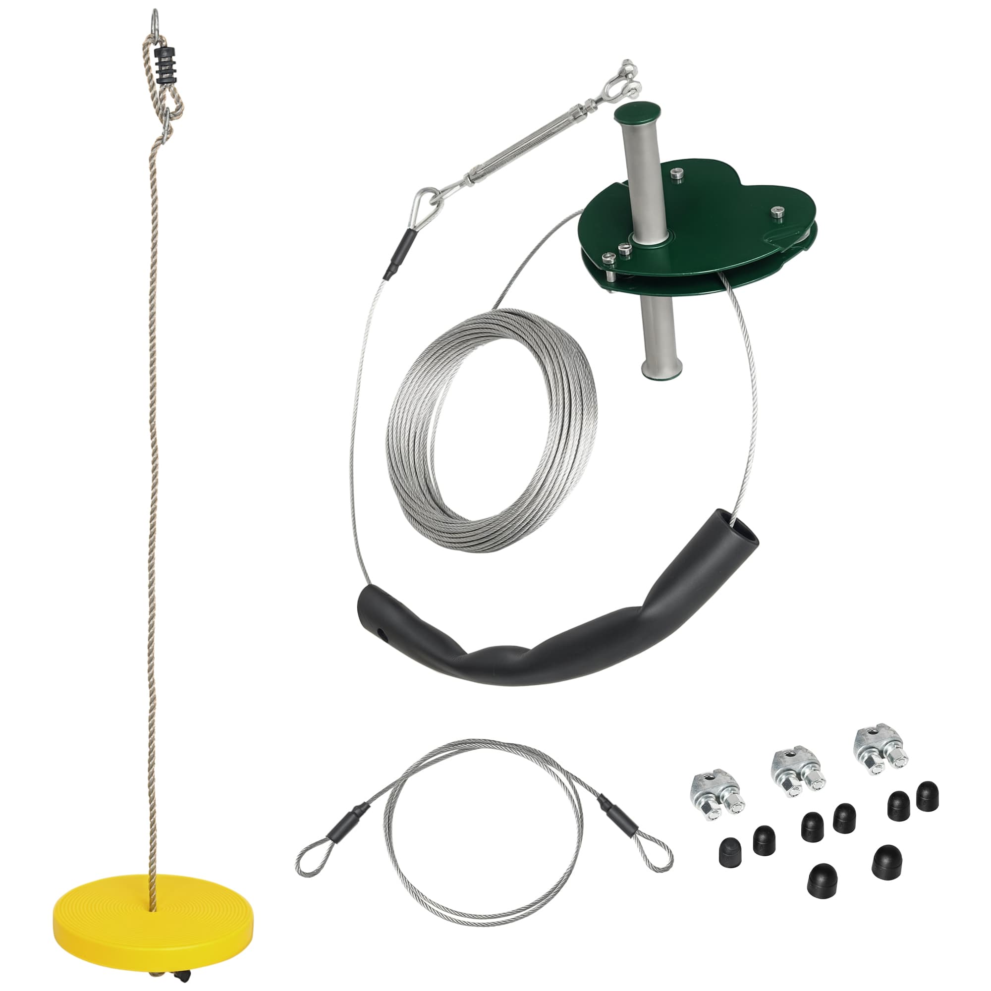 Outsunny Kits de tyroliennes pour enfants 6-10 ans poignée antidérapante corde réglable dispositif de protection d'arbre Aosom France