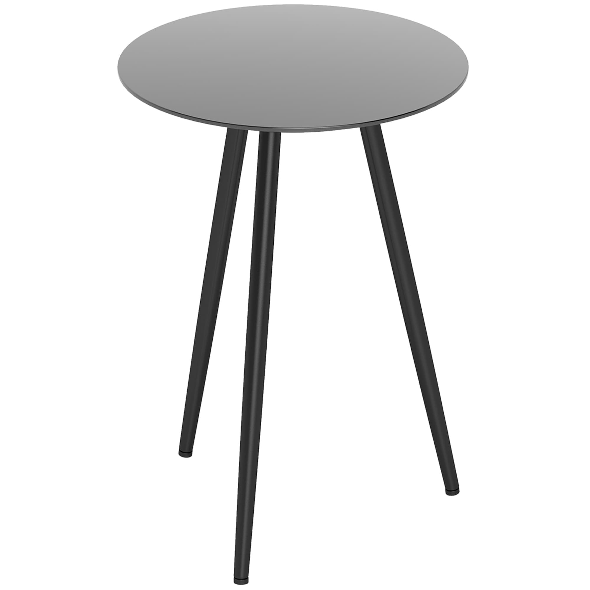 Outsunny Petite table basse ronde, table d'appoint, plateau en verre trempé, pieds effilés, cadre en acier, Ø 40 x 50 cm, noir