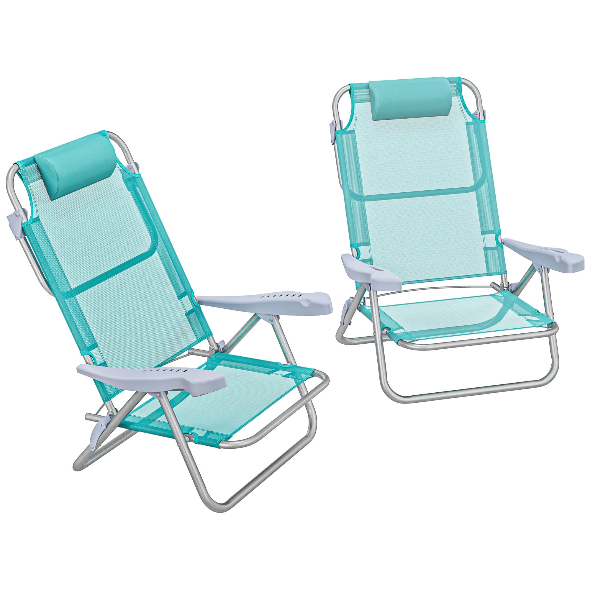 Outsunny Lot de 2 chaises de jardin pliantes chaise de pêche portable chaise de camping appui-tête dossier inclinable à 6 niveaux