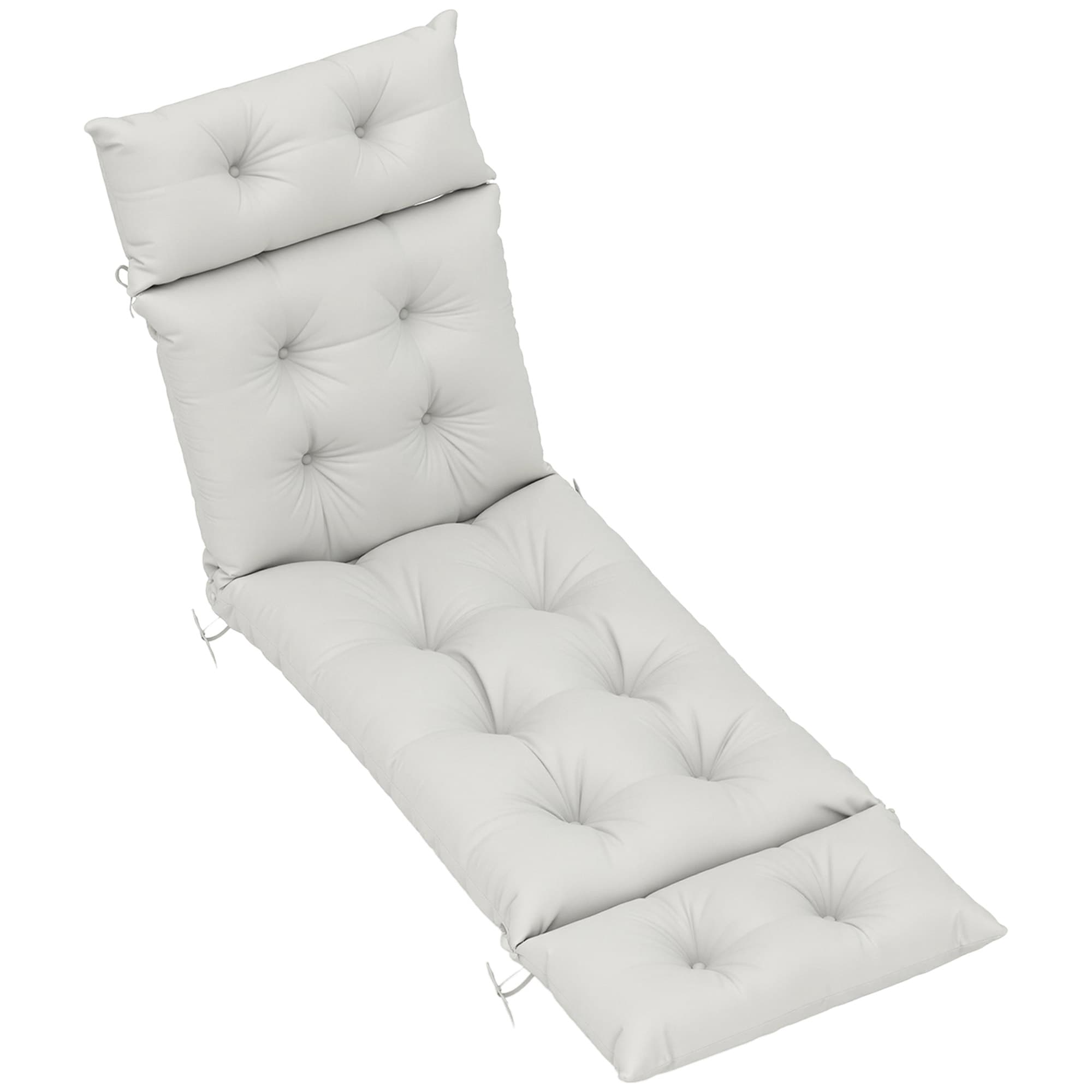 Outsunny Coussin bain de soleil épais coussin chaise longue 190 x 56 x 10 cm, UPF20+, matelas transat six attaches, gris clair