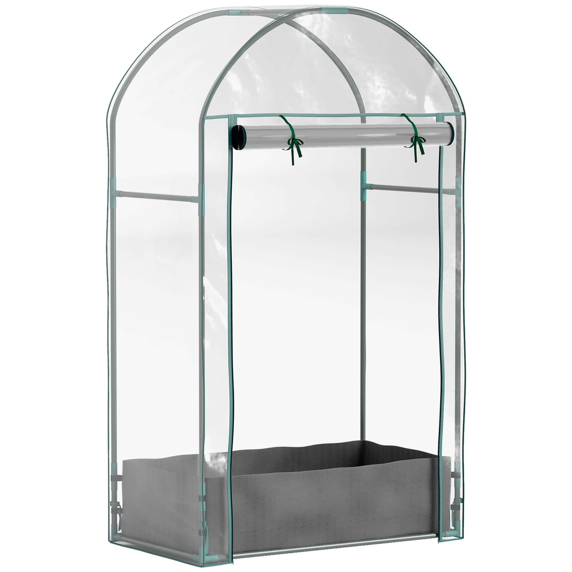 Outsunny Mini serre de jardin serre balcon avec sac de plantation et housse en plastique renforcé, porte enroulable, transparente