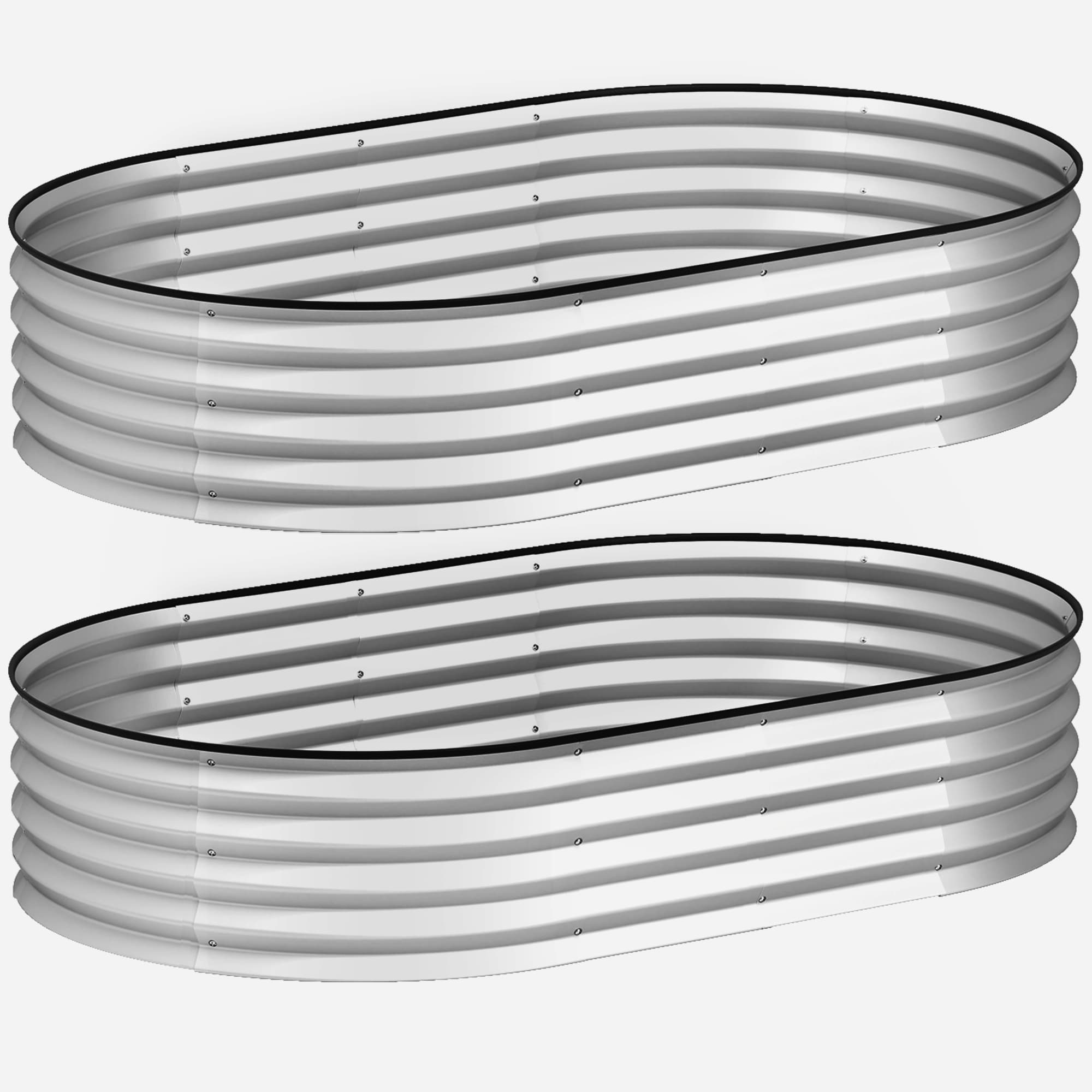 Outsunny Lot de 2 jardinières surélevées galvanisées en acier kit de lits de jardin bordure caoutchouc 152 x 91 x 30 cm argent