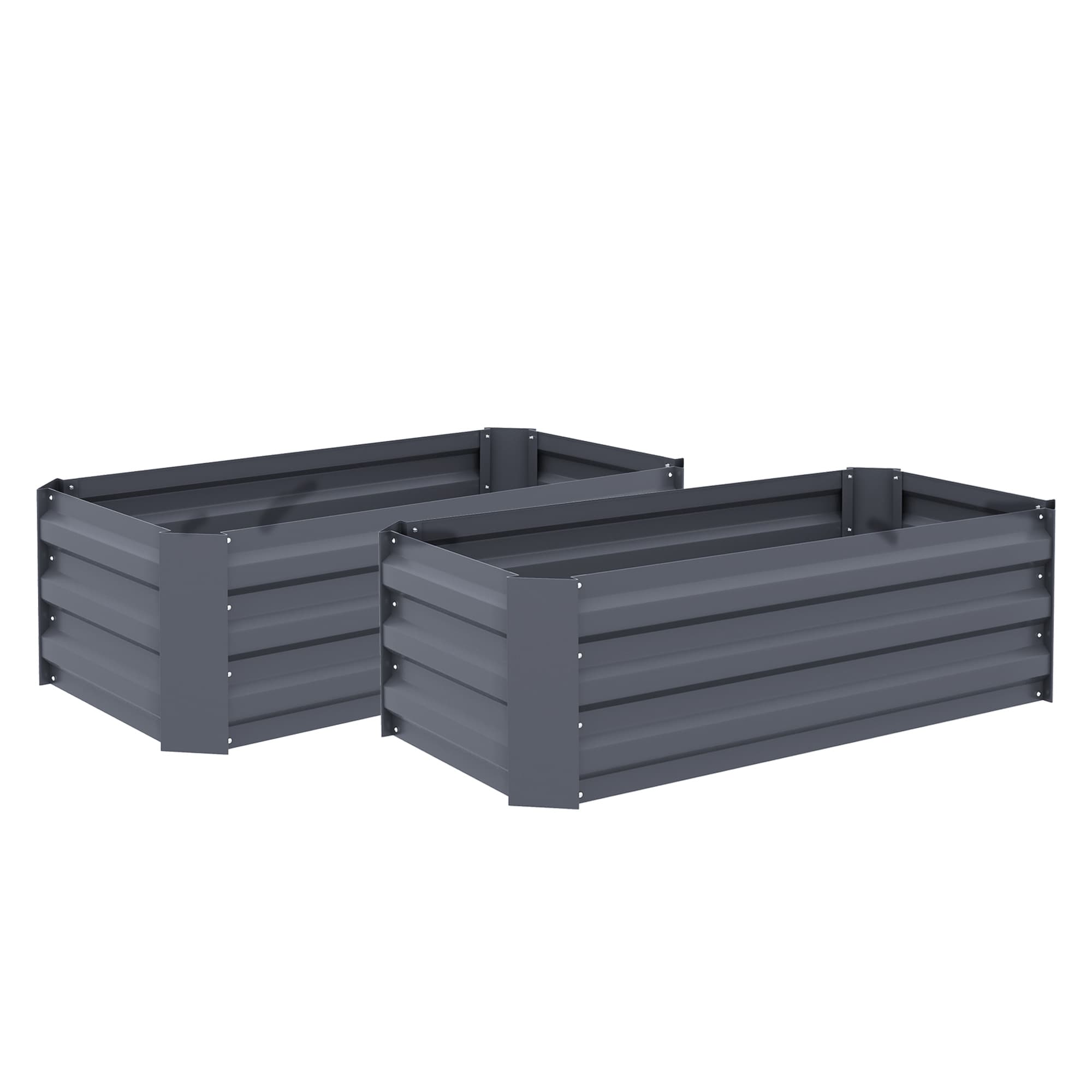 Outsunny Carrés Potagers Acier Ondulé Durable Gris 2pcs 100x50x30cm Aosom France