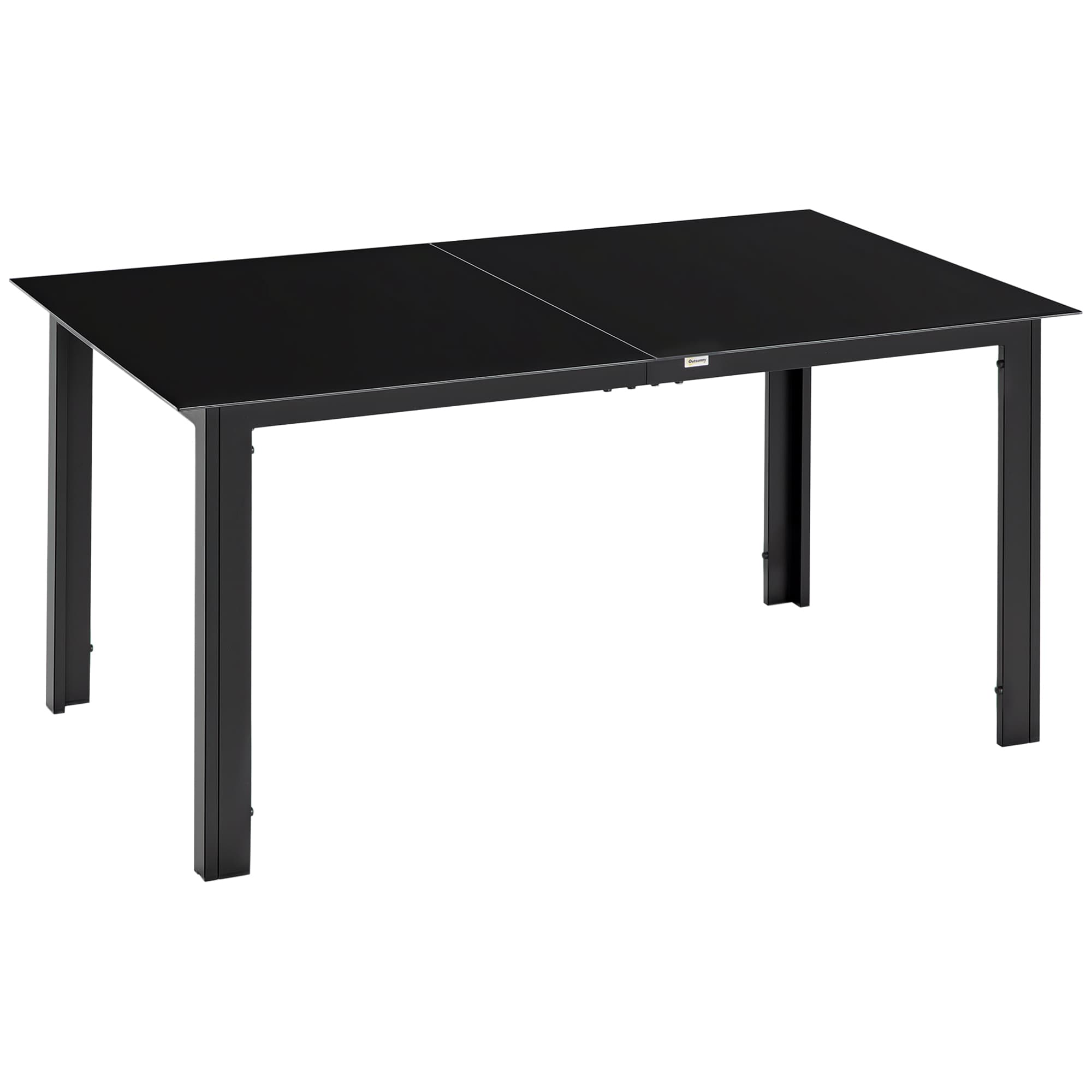 Outsunny Table de jardin rectangulaire en aluminium et plateau en verre trempé - 6 personnes 150 x 90 x 74 cm noir Aosom France