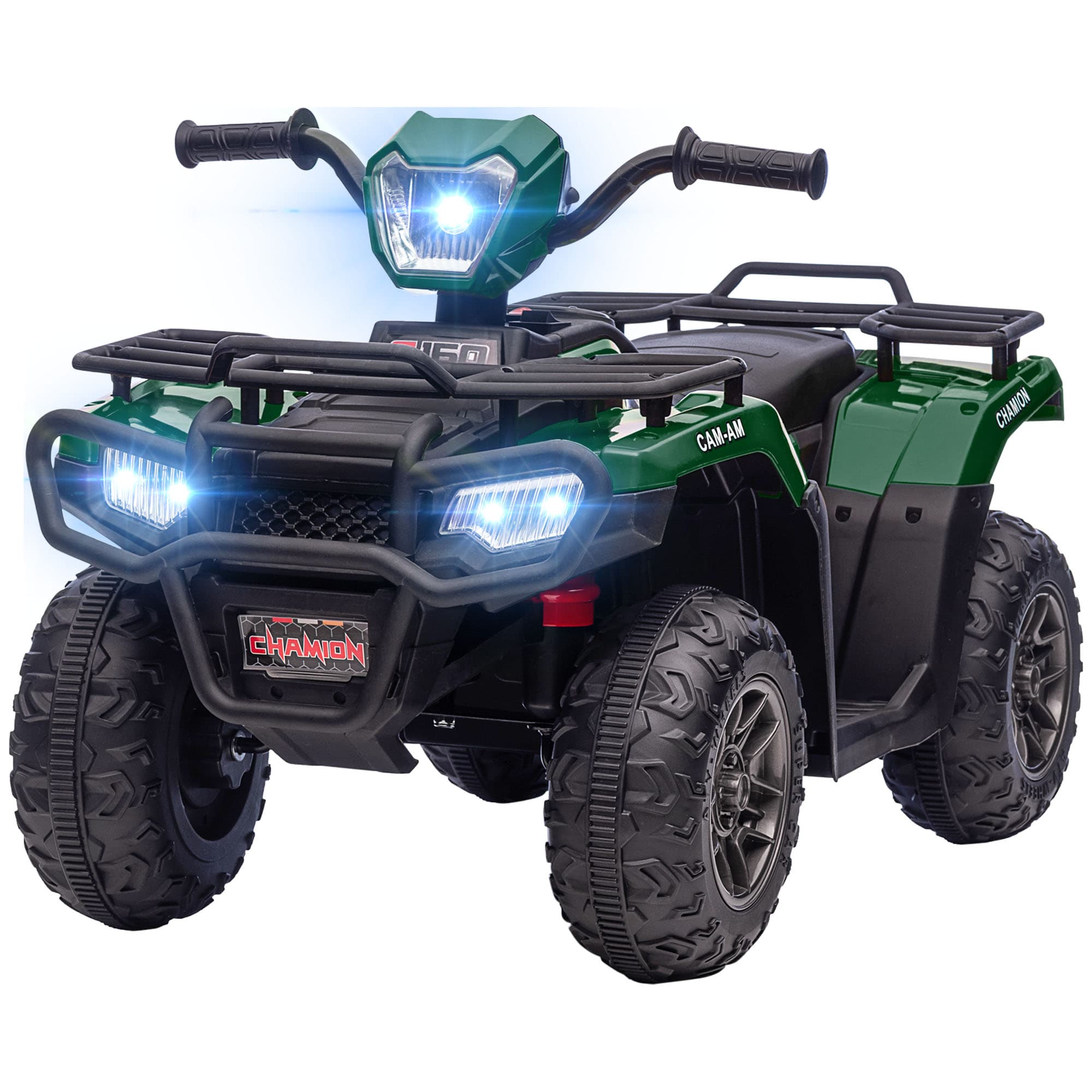 HOMCOM Quad électrique enfant 12V, voiture électrique enfants, double moteur, phares et musique, 88x45x50cm, vert